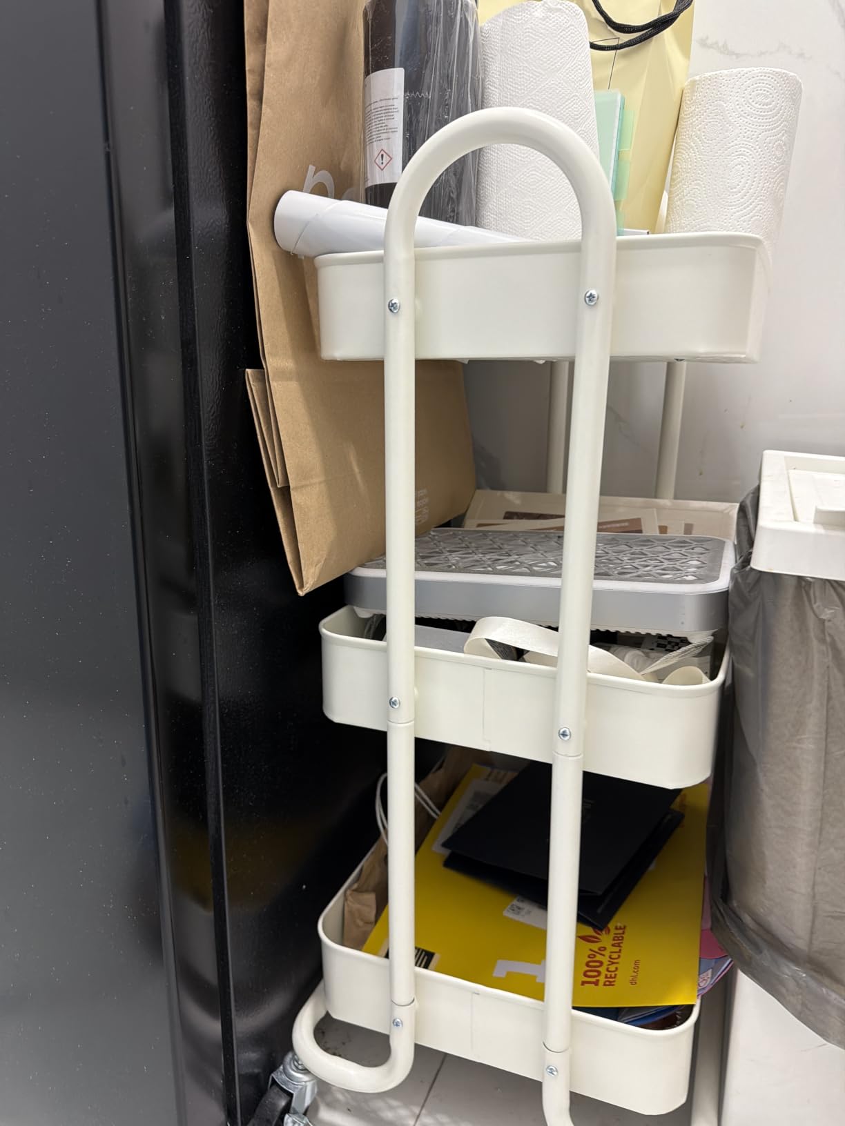 Amazon Basics Carrello 3 Ripiani con Ruote Bianco Cucina