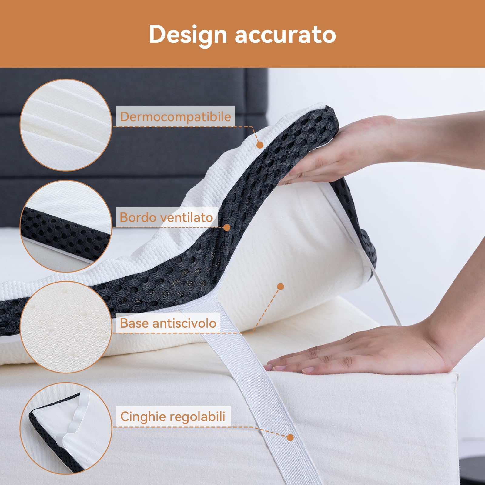 AmazonBasics Topper 135x190 Coprimaterasso Memory Foam 4 cm 7 zone