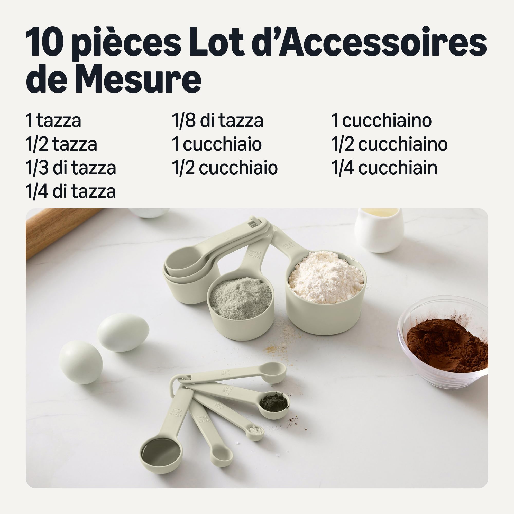 AmazonBasics Misurini Cucchiai Dosatori Set 10pz Grigio