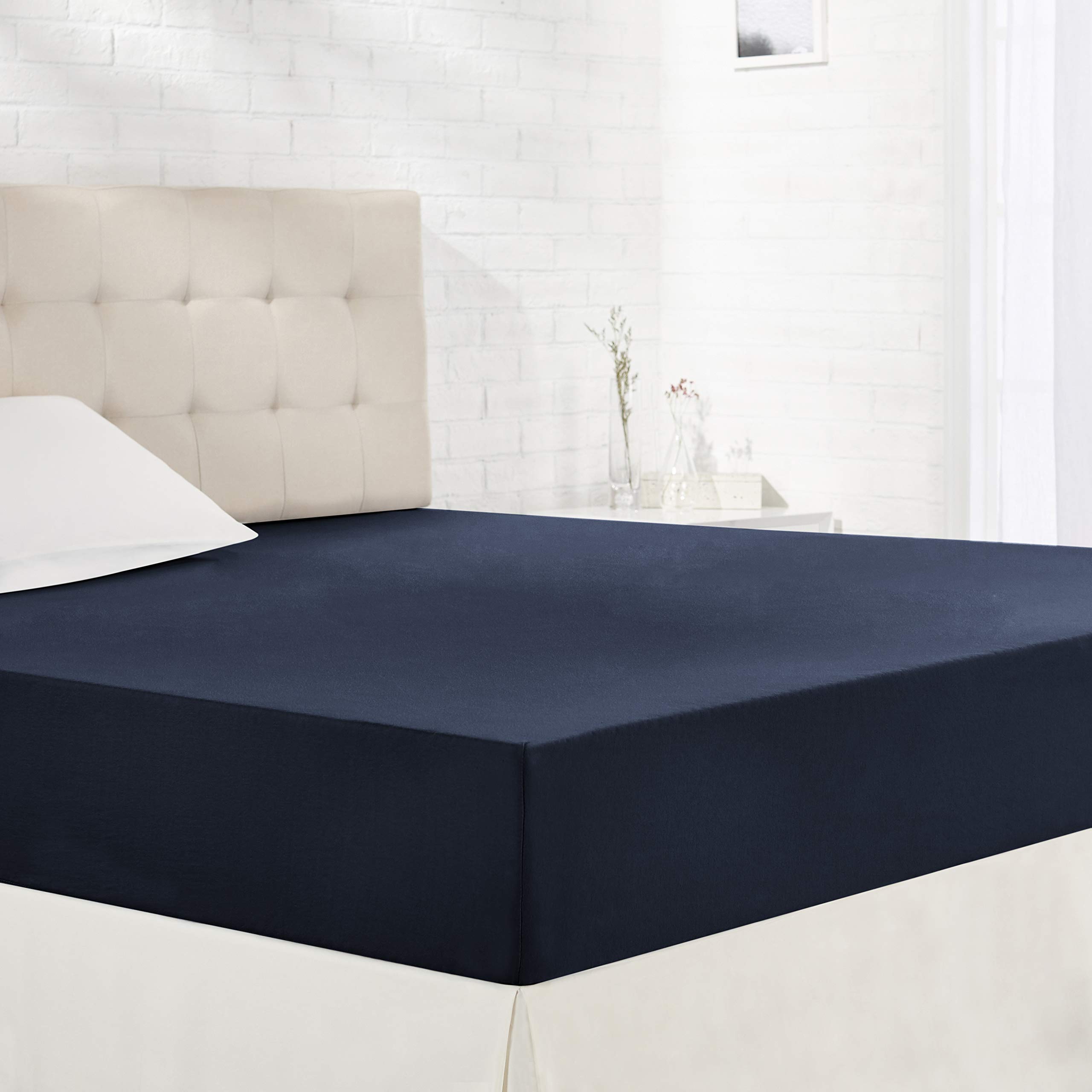 AmazonBasics Lenzuolo con Angoli Jersey 90x200 Blu Marino