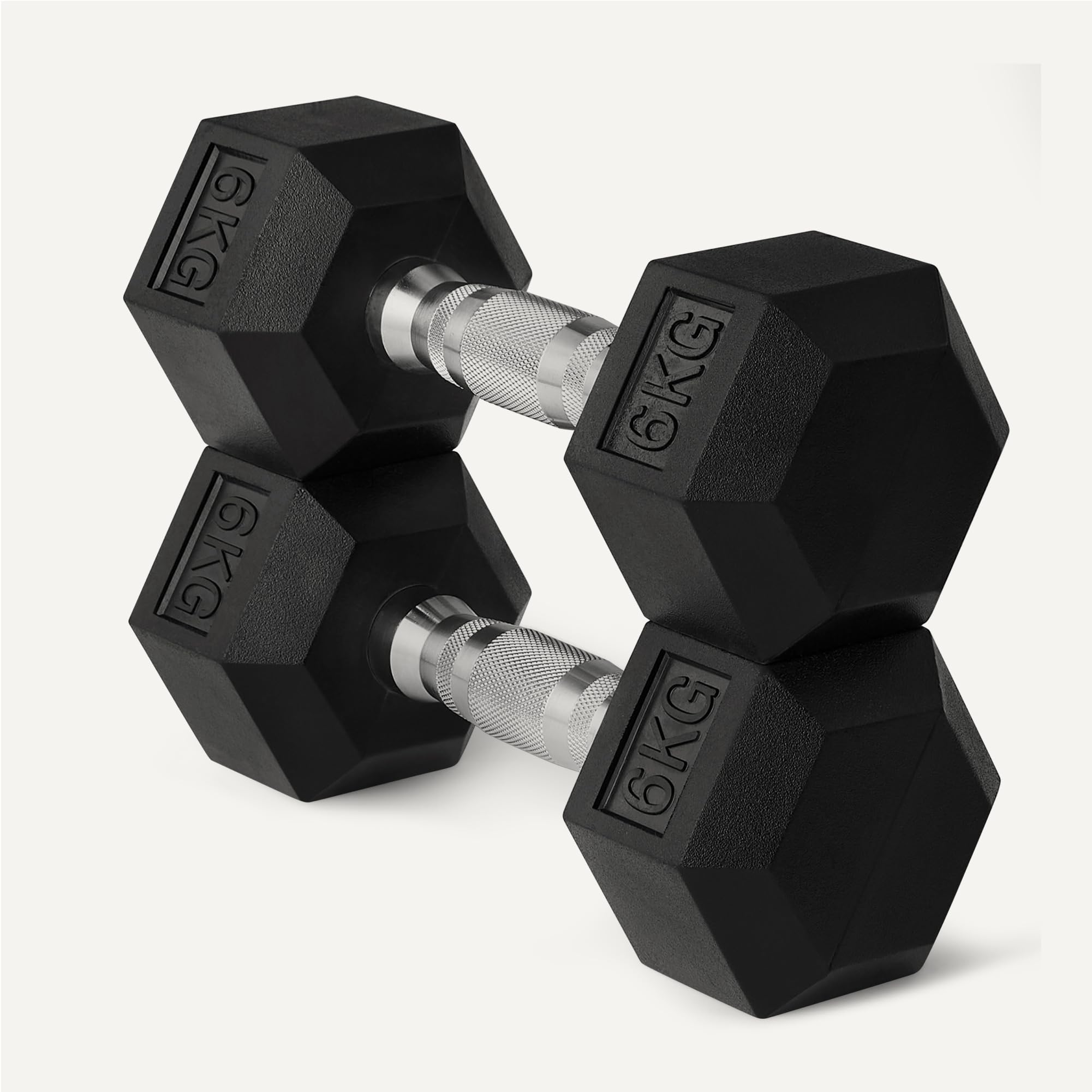 Amazon Basics set 2 manubri esagonali gomma 6 kg antiscivolo