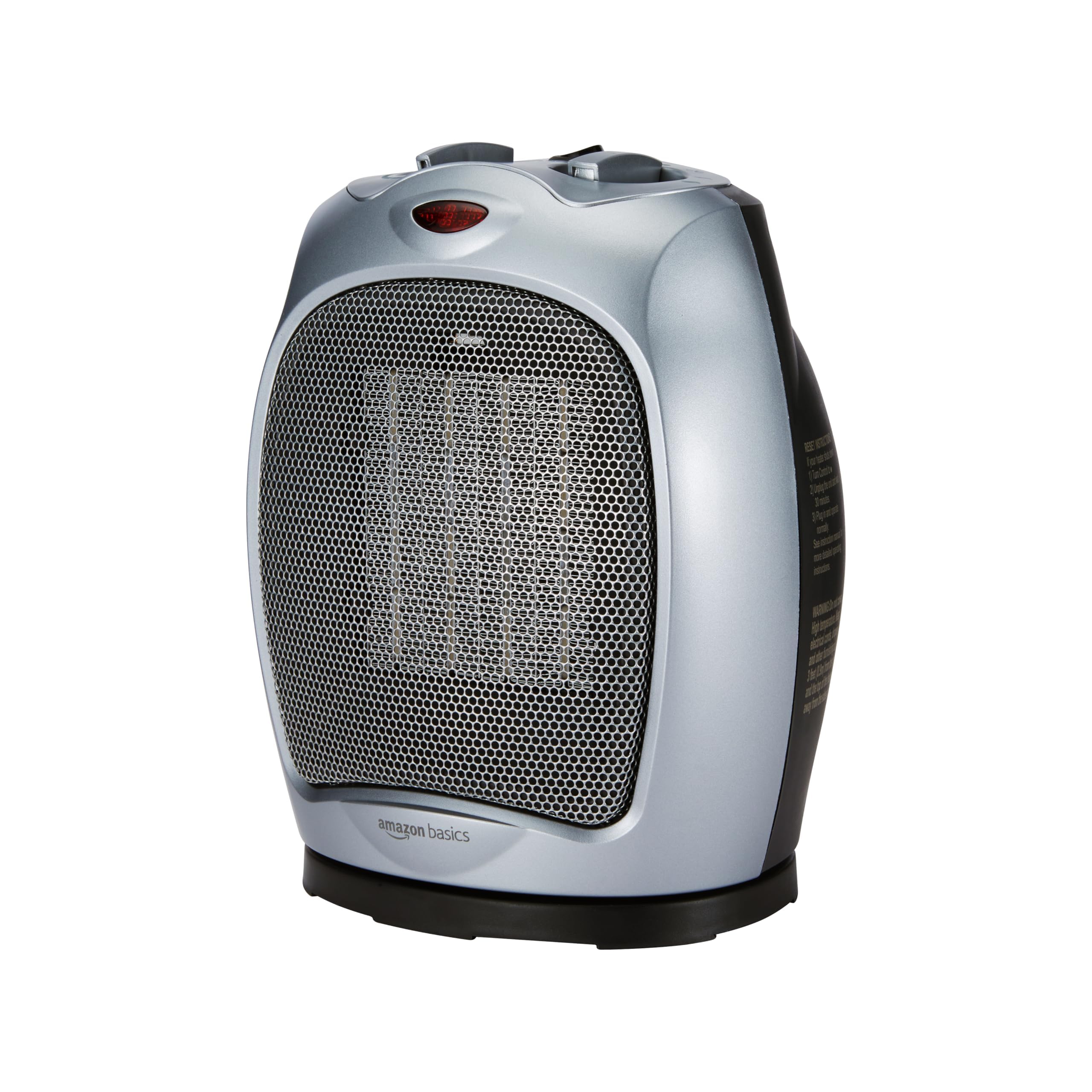 AmazonBasics Termoventilatore Ceramica Oscillante 1800W Argento