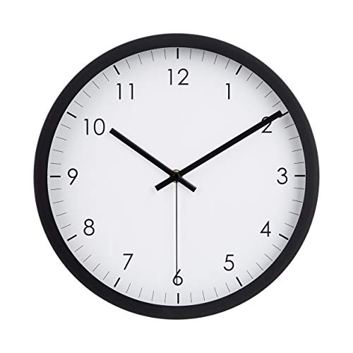 Amazon Basics Orologio da Parete 30 cm Nero Silenzioso