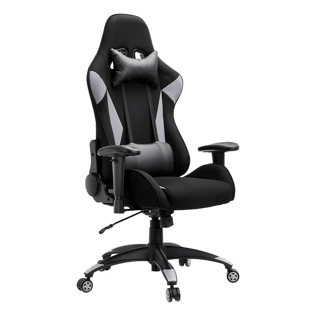 Amazon Basics Racing sedia gaming grigia in tessuto traspirante reclinabile