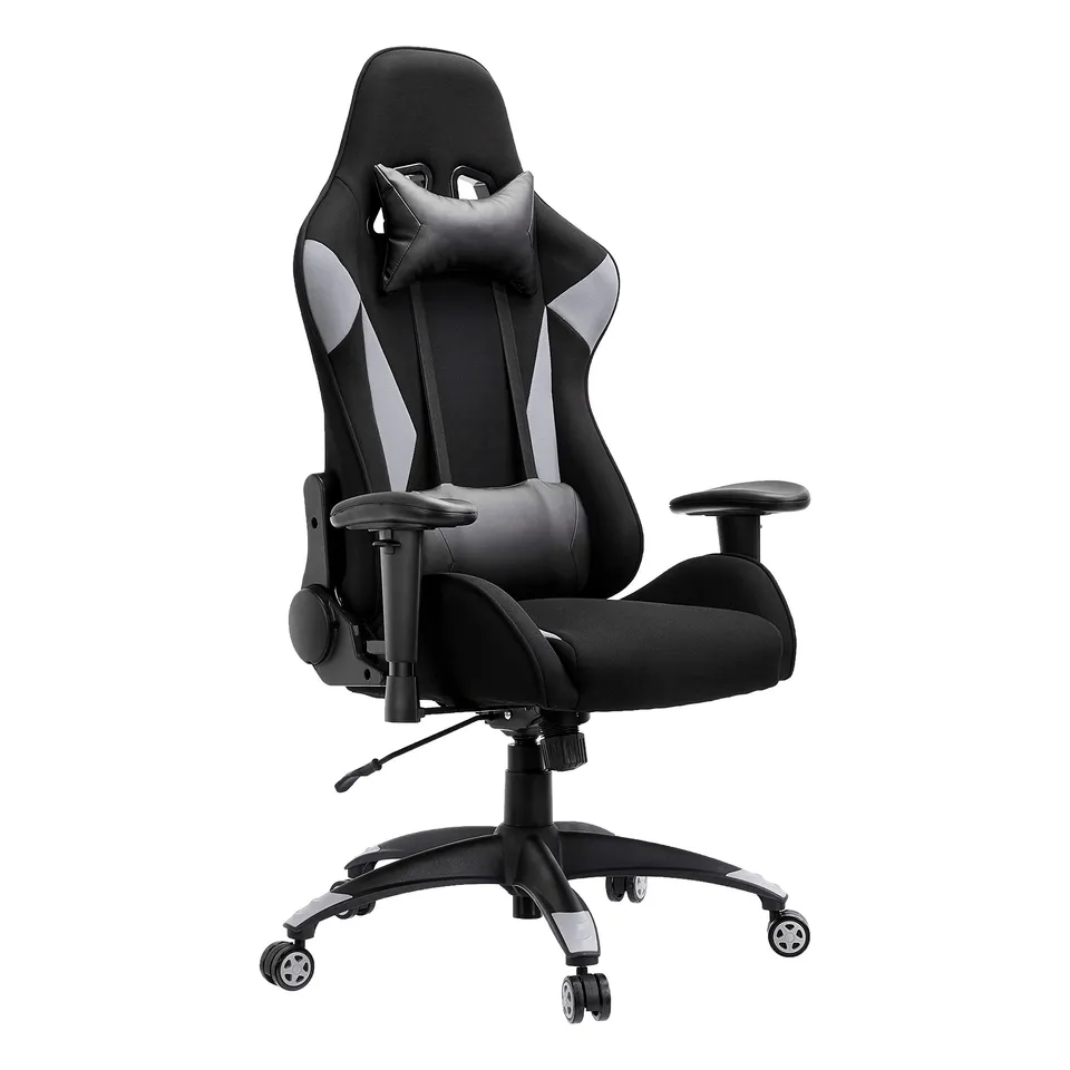 Amazon Basics Racing sedia gaming grigia in tessuto traspirante reclinabile