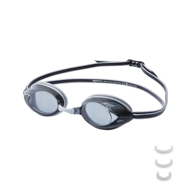 Amazon Basics Occhialini Nuoto Adulti Argento Specchio Antiappannamento