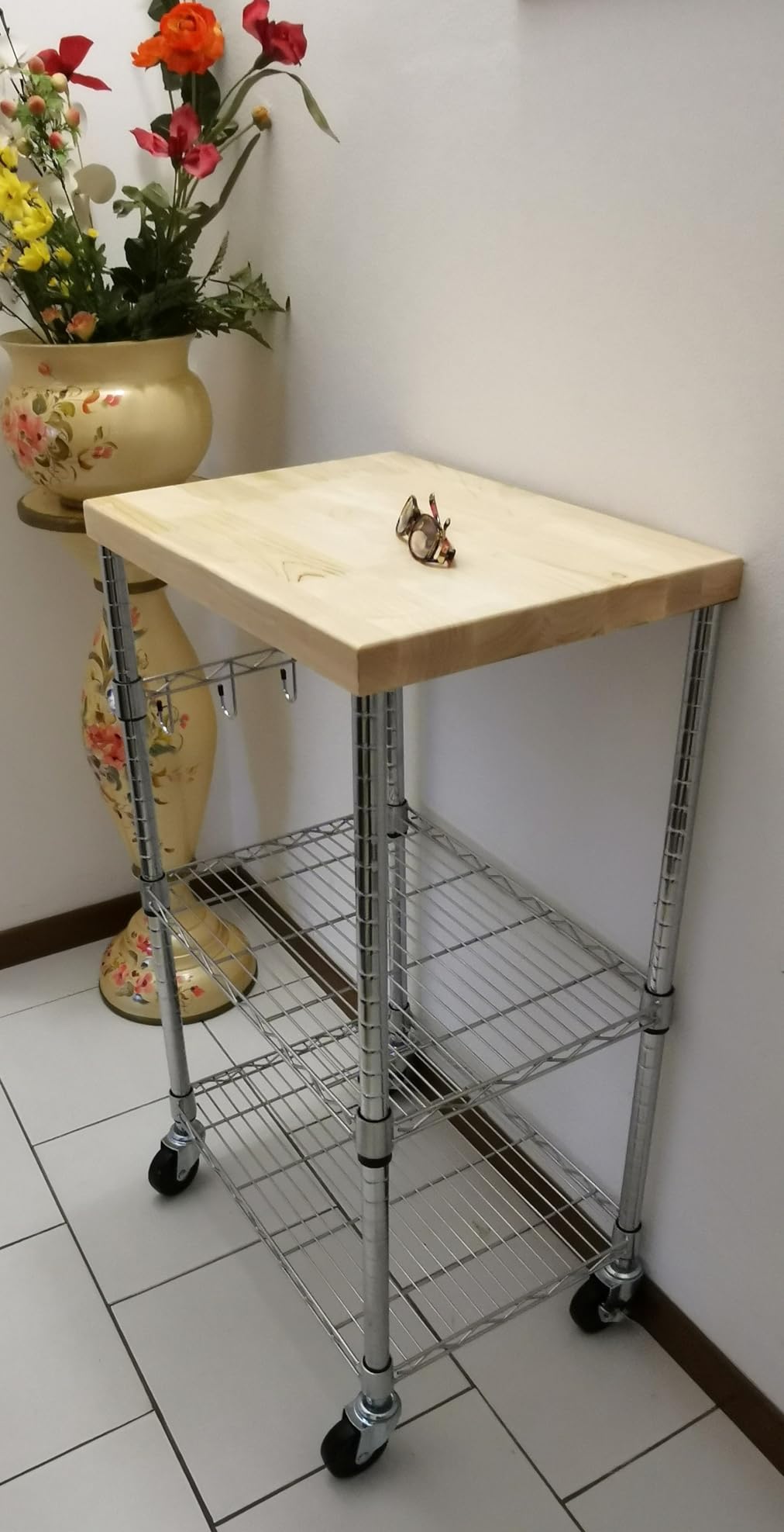 AmazonBasics scaffale cucina 3 ripiani ruote 53 x 38 x 92 cm