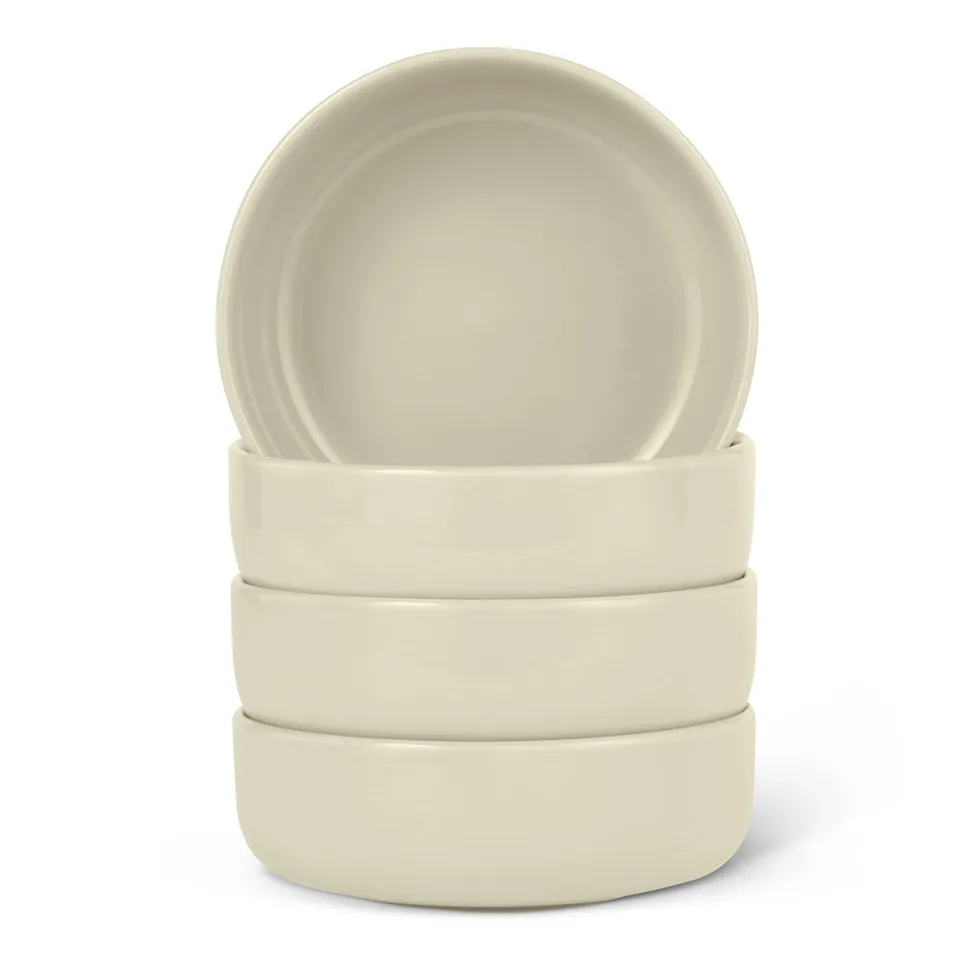 Amazon Basics Set Ciotole Gres Smaltato 14 cm 4 Pezzi Avorio Microonde