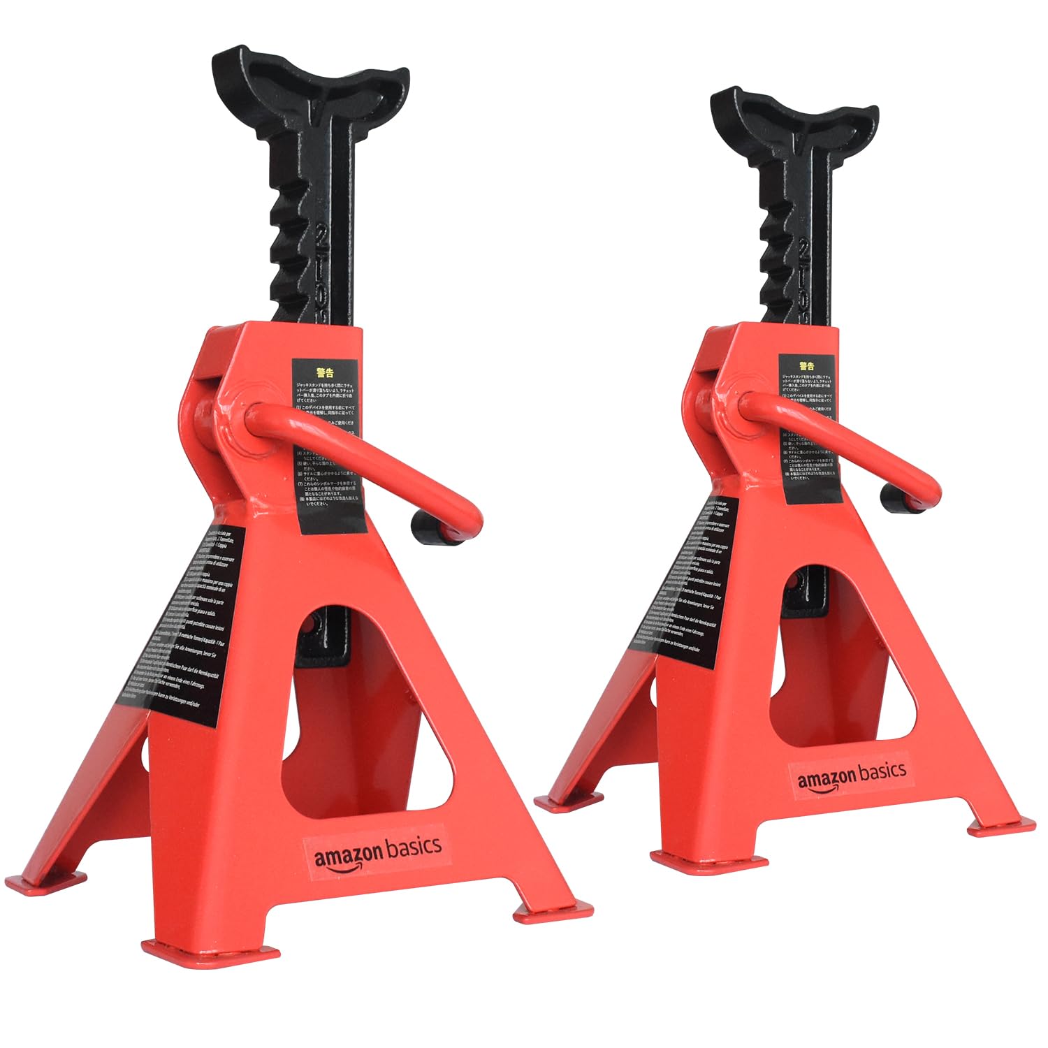 AmazonBasics Cavalletti Auto Acciaio 3 T Rosso Nero Paio