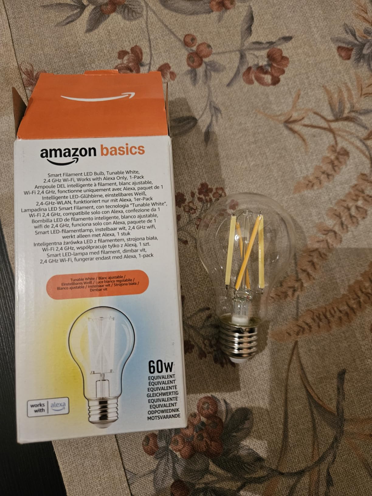 AmazonBasics Lampadina Smart Filamento LED A60 Alexa