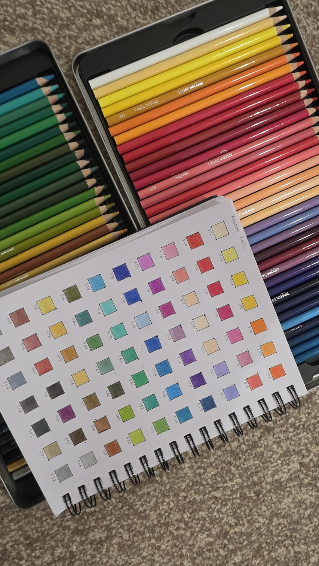 Amazon Basics Matite Colorate 72 Pezzi Scatola Latta