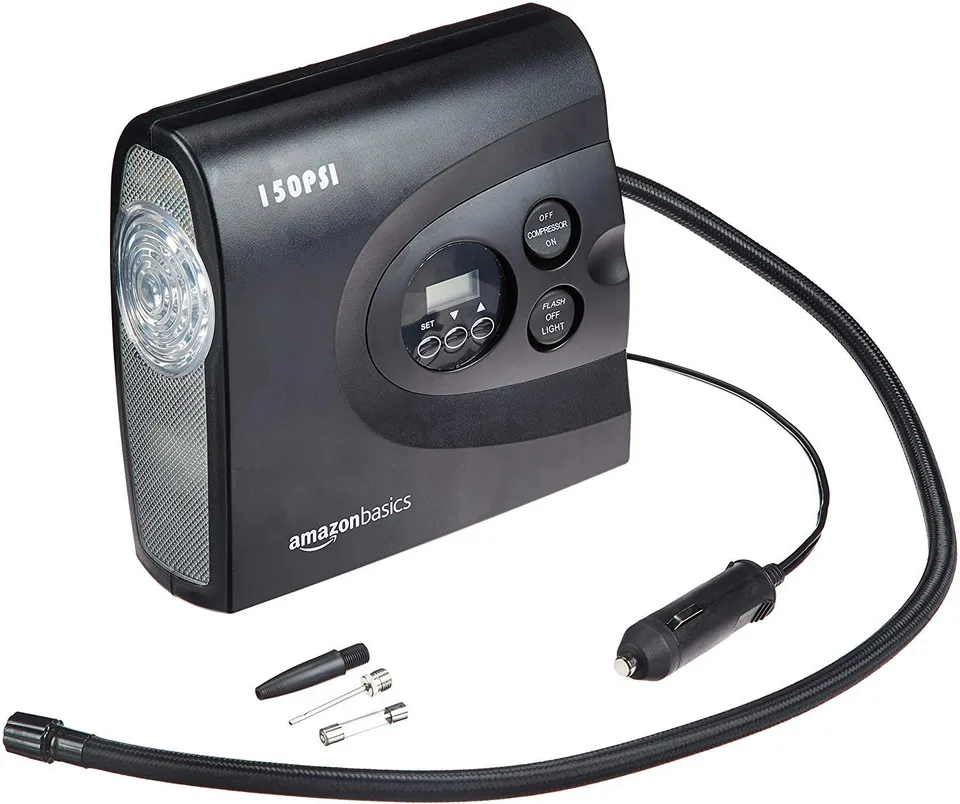 Amazon Basics Compressore Aria Portatile 12V 150 PSI Nero