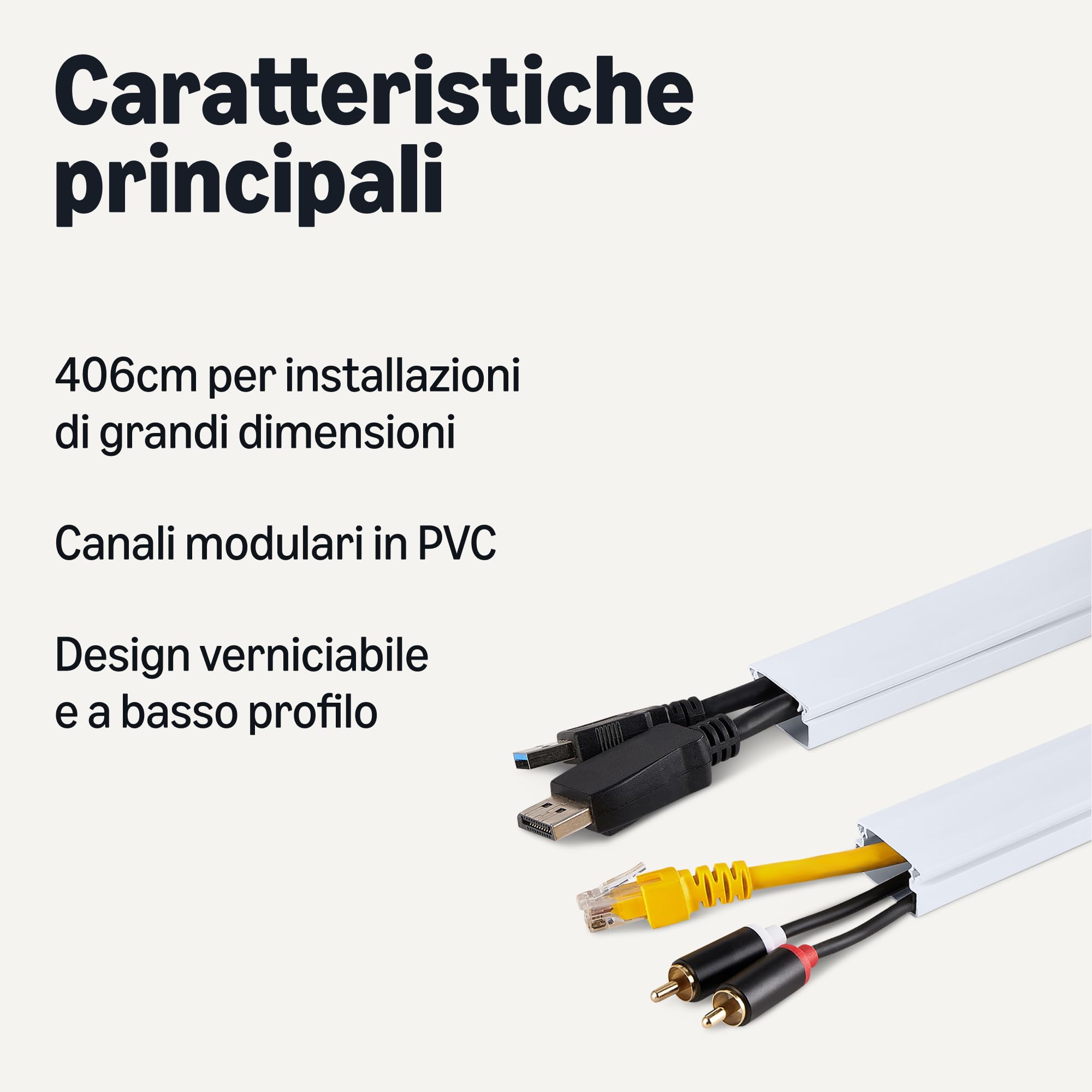 Amazon Basics Canalina Passacavi Bianca 406,4cm PVC