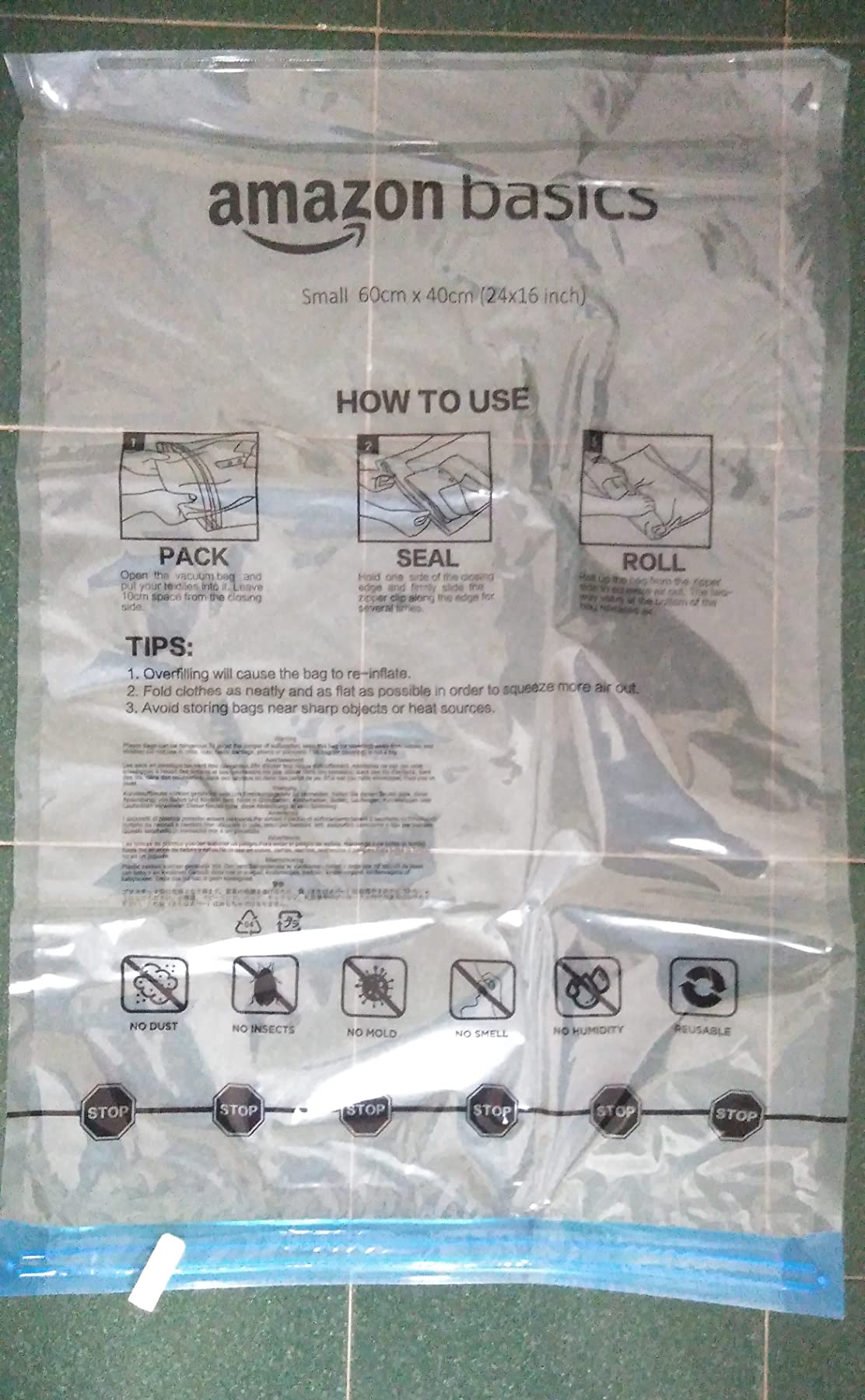 Amazon Basics sacchetti viaggio arrotolabili 12 pezzi trasparenti