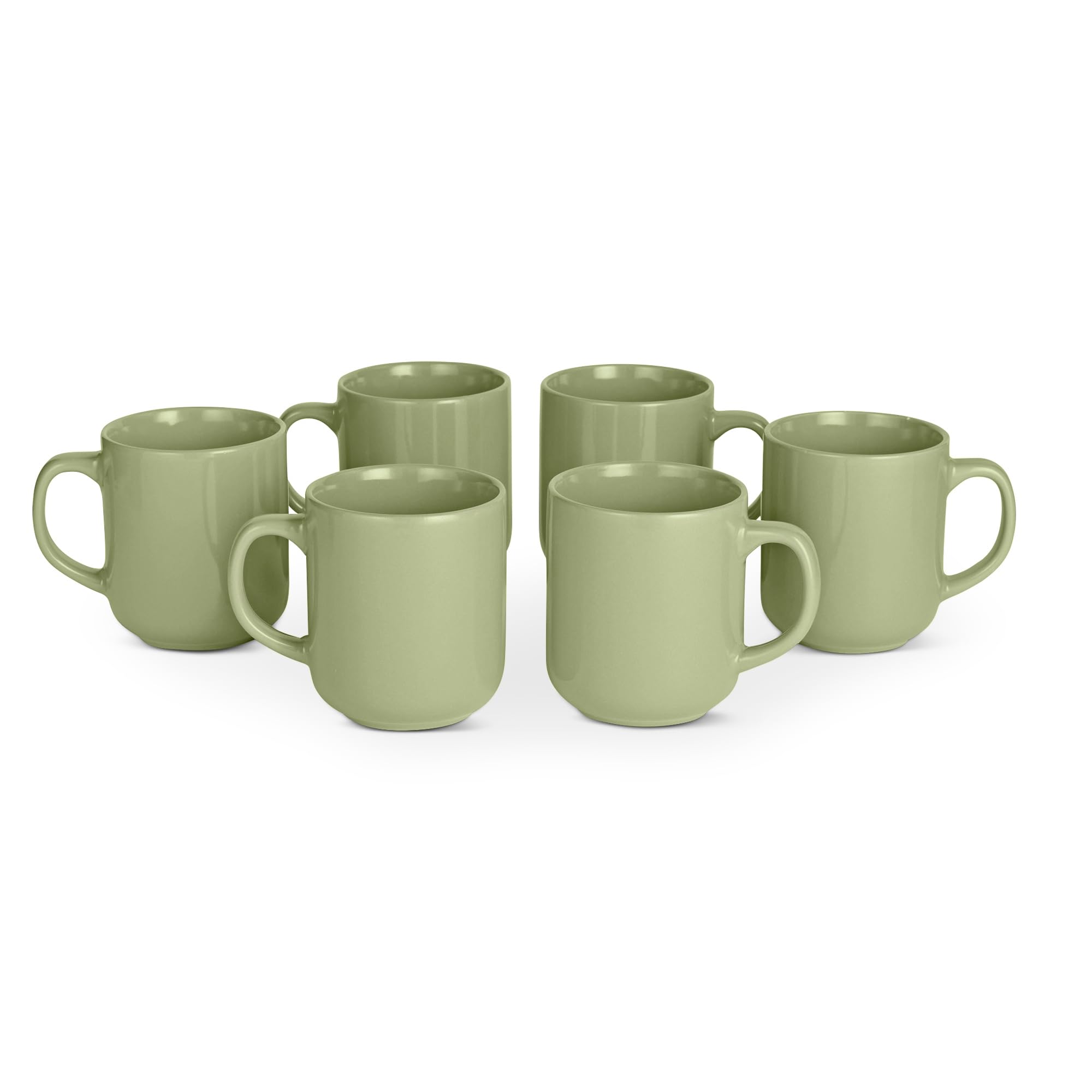 Amazon Basics Tazze Mug Caffè Gres Verde Oliva 473 ml 6 Pezzi