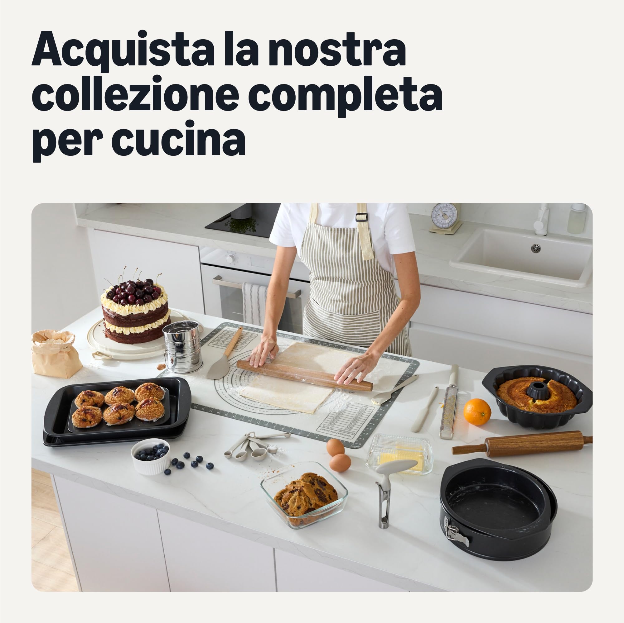 Amazon Basics Set 3 Teglie Forno Antiaderenti Impilabili