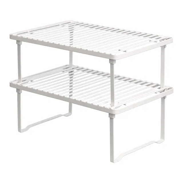 AmazonBasics Ripiani Cucina Impilabili Bianchi 2 Pezzi Acciaio