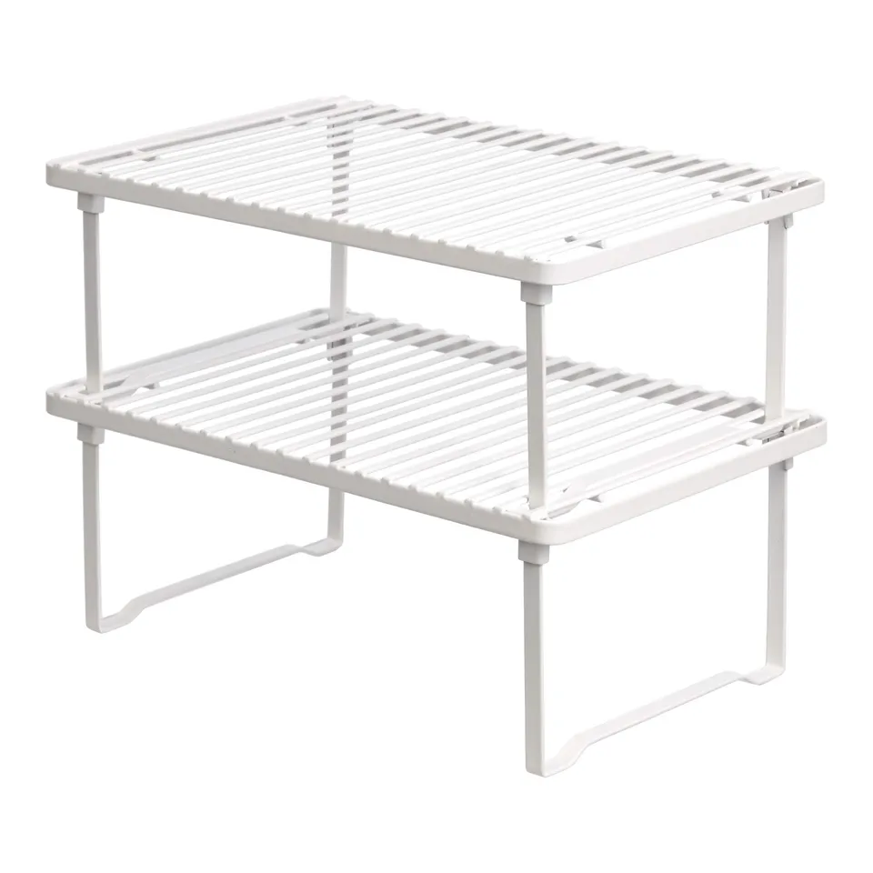AmazonBasics Ripiani Cucina Impilabili Bianchi 2 Pezzi Acciaio