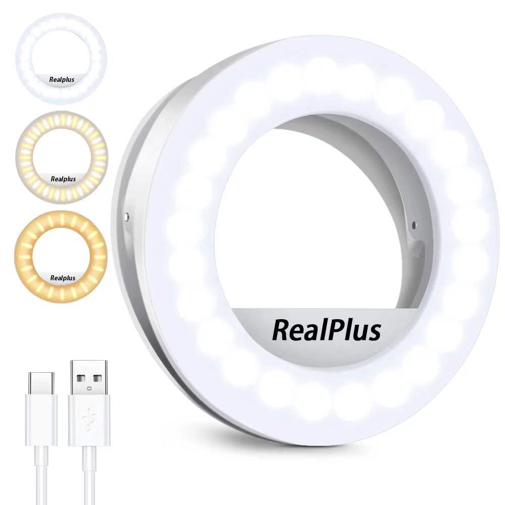 RealPlus Luce Selfie ad Anello LED con Clip Ricaricabile 40 LED