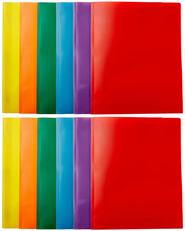 Amazon Basics Cartelle Plastica con Tasche 12 Pezzi Colori