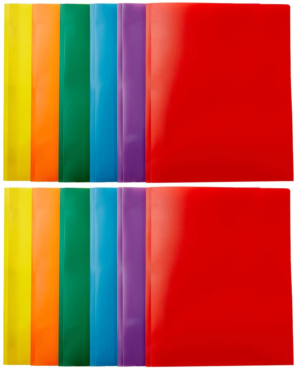 Amazon Basics Cartelle Plastica con Tasche 12 Pezzi Colori