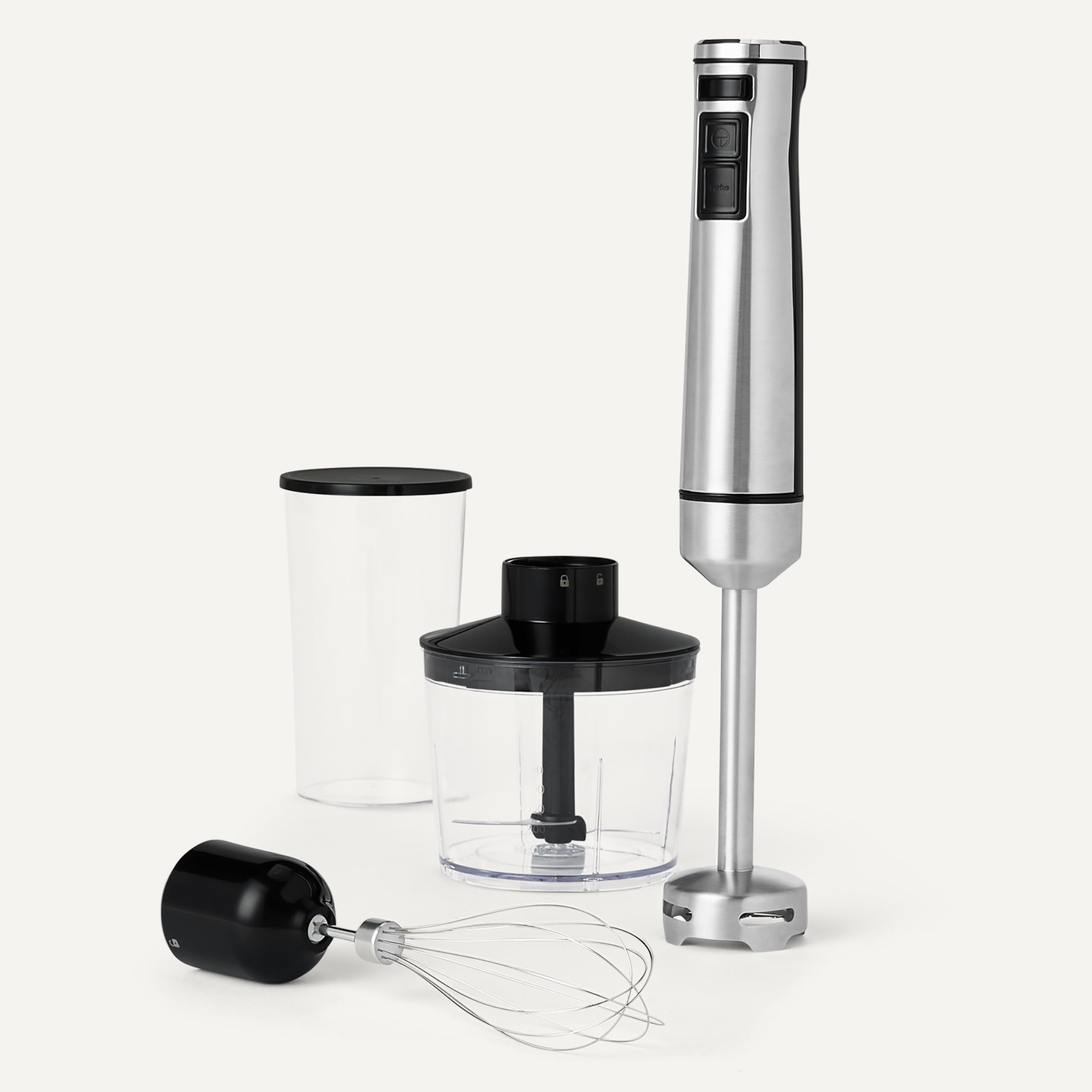 Amazon Basics frullatore a immersione 1000W argento con accessori
