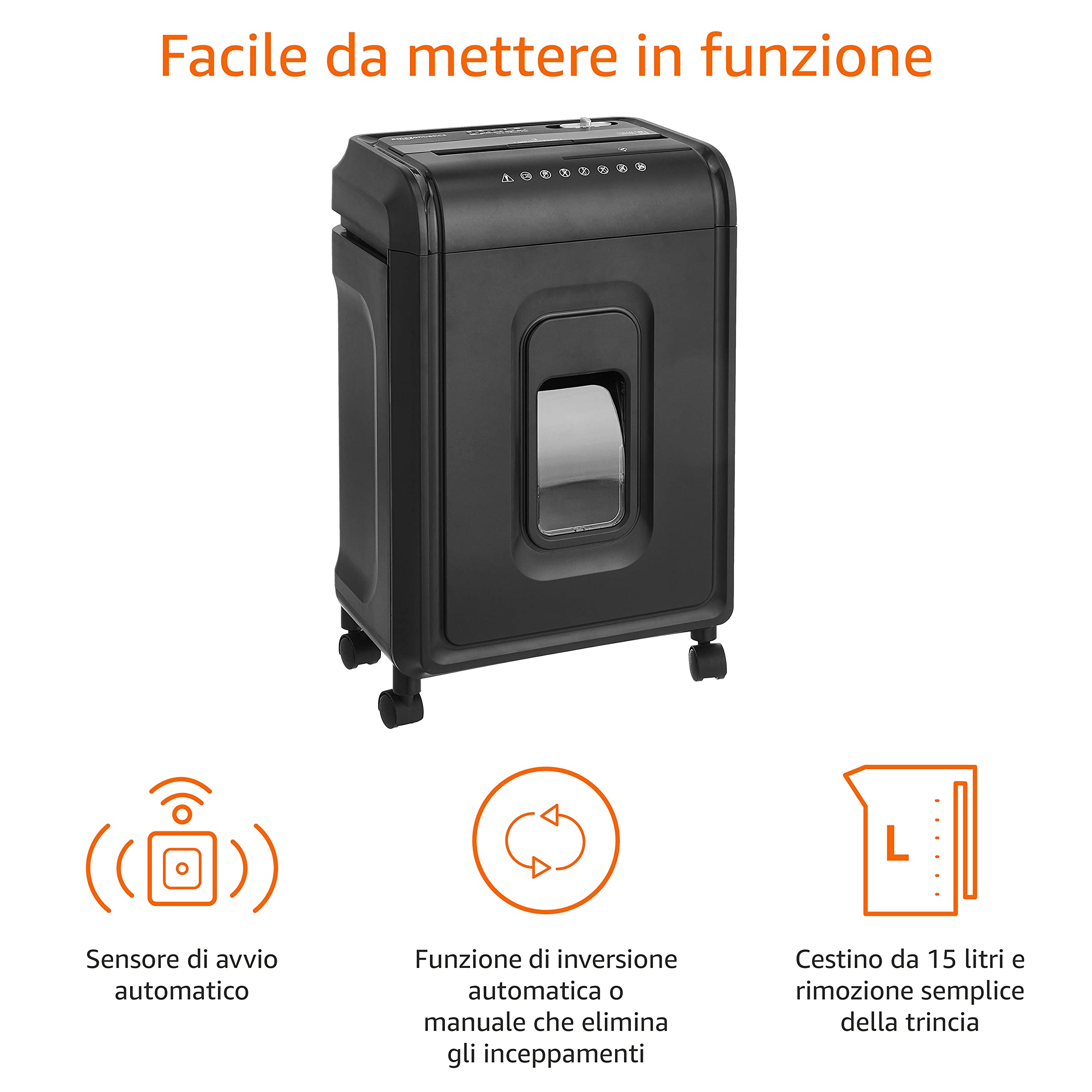 AmazonBasics Distruggidocumenti 8 Fogli P4 Nero