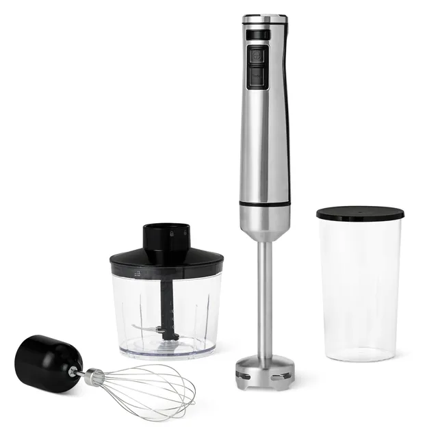 Amazon Basics frullatore a immersione 1000W argento con accessori