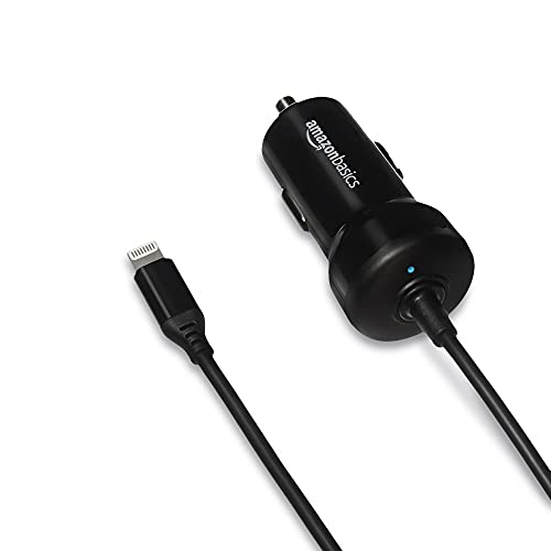 AmazonBasics Caricabatterie Auto Lightning 2,4A Nero 0,45m MFi
