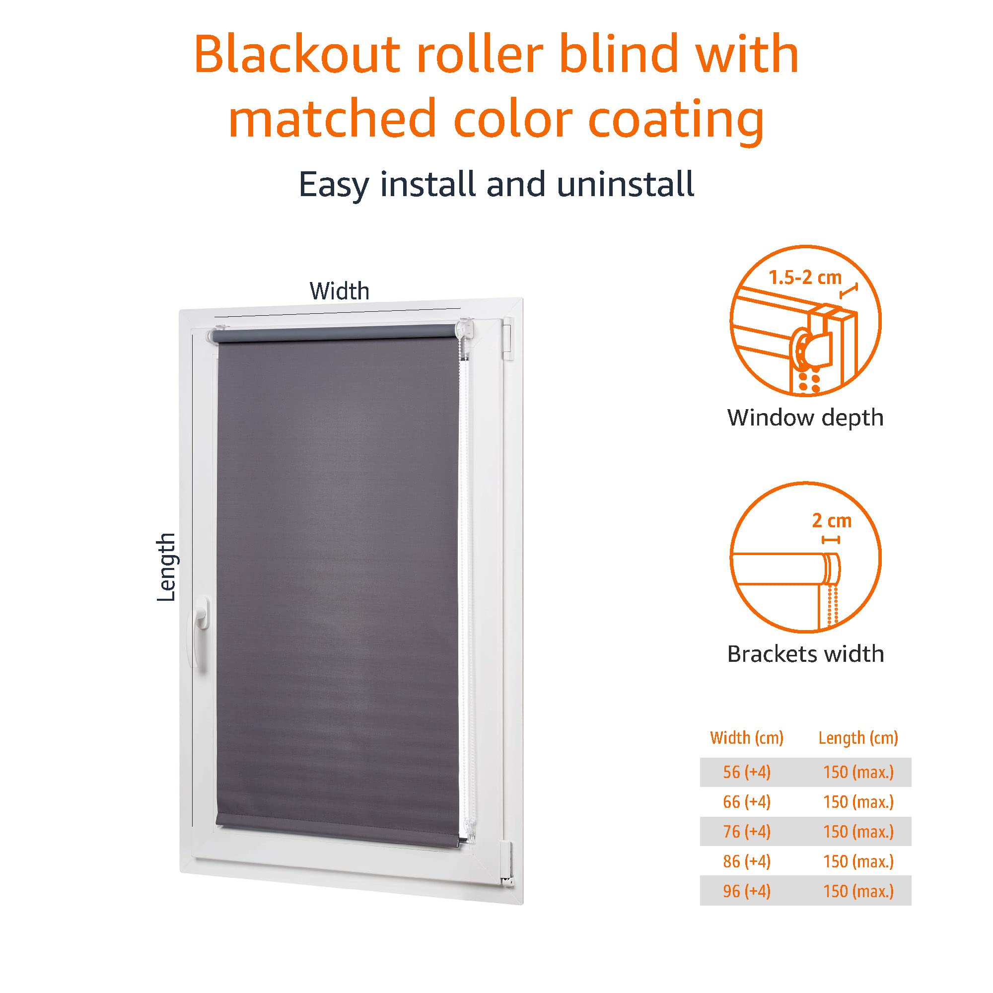 AmazonBasics Tenda a Rullo Oscurante 56x150 cm Nero Termica