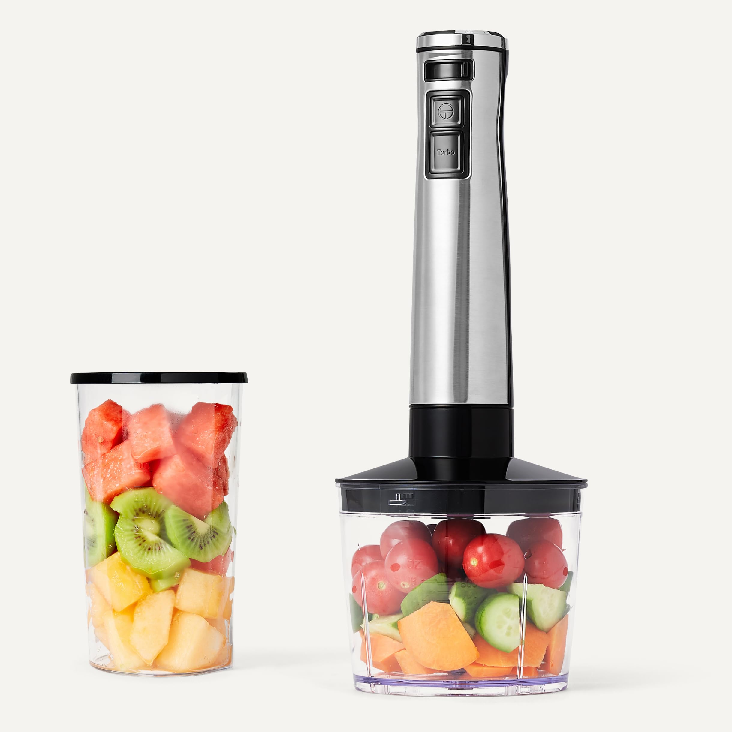 Amazon Basics frullatore a immersione 1000W argento con accessori