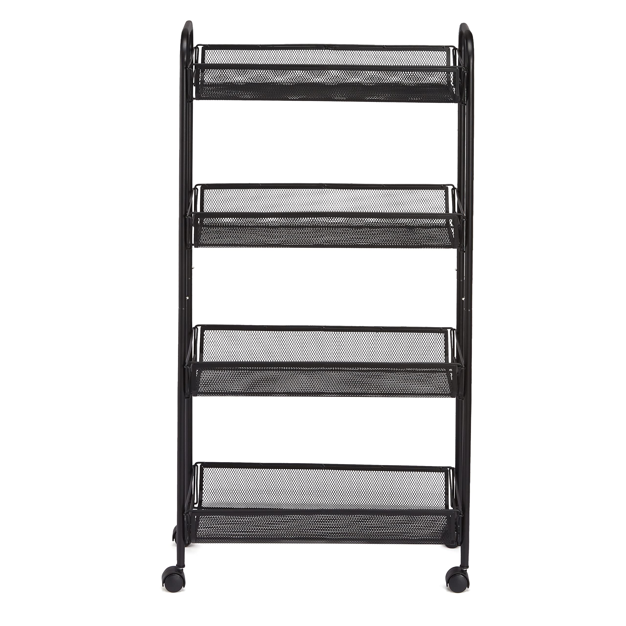 Amazon Basics carrello metallo 4 ripiani nero rete