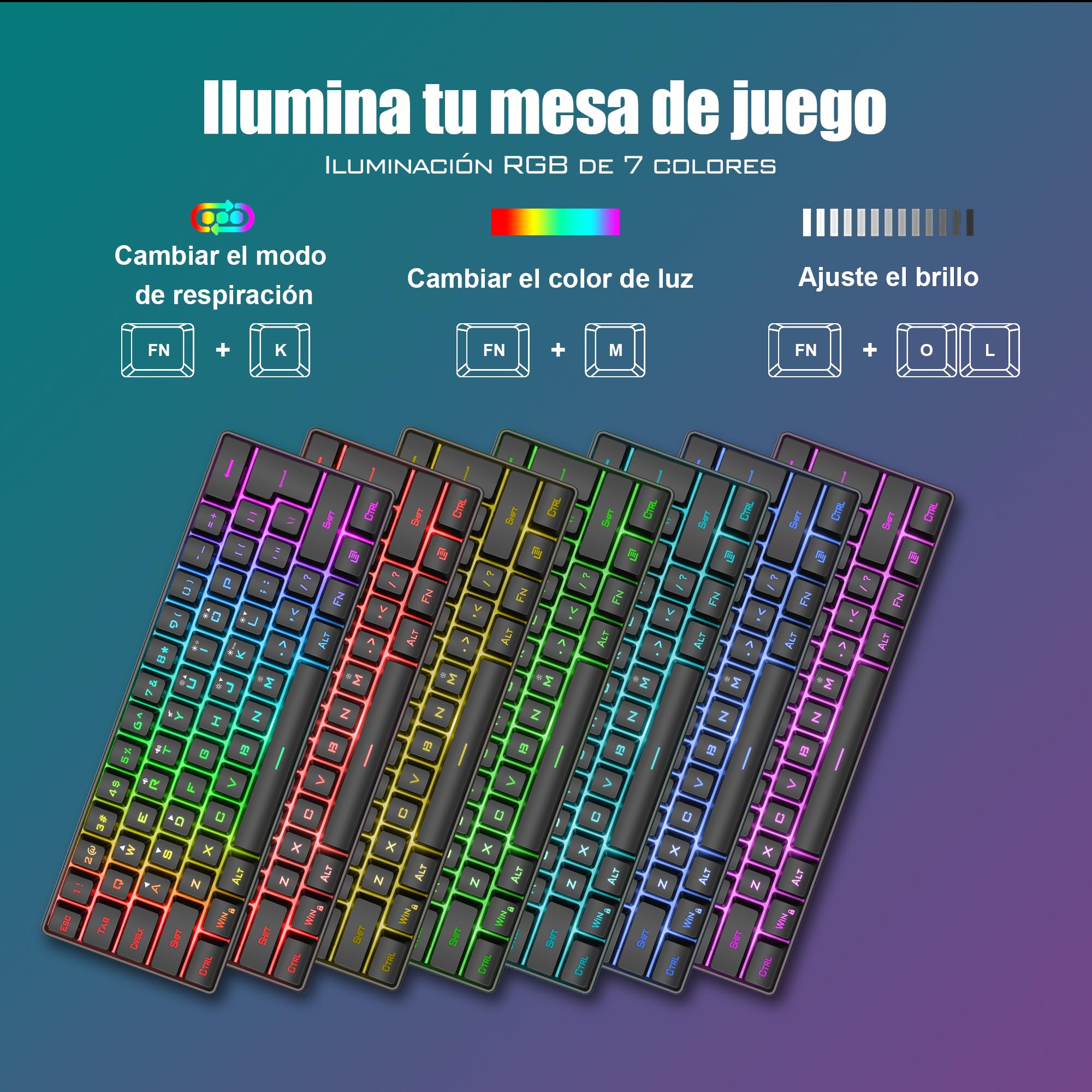 RedThunder K62 Kit Tastiera Mouse Gaming RGB 60% Nero 7200 DPI