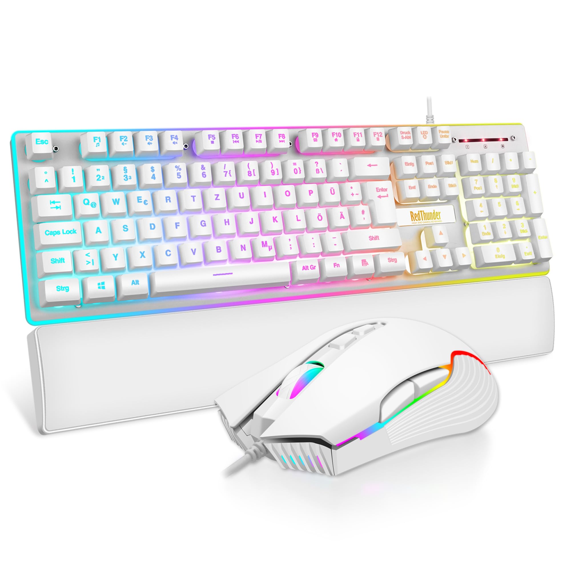 RedThunder K10 Set Tastiera Mouse Wireless Bianca QWERTZ
