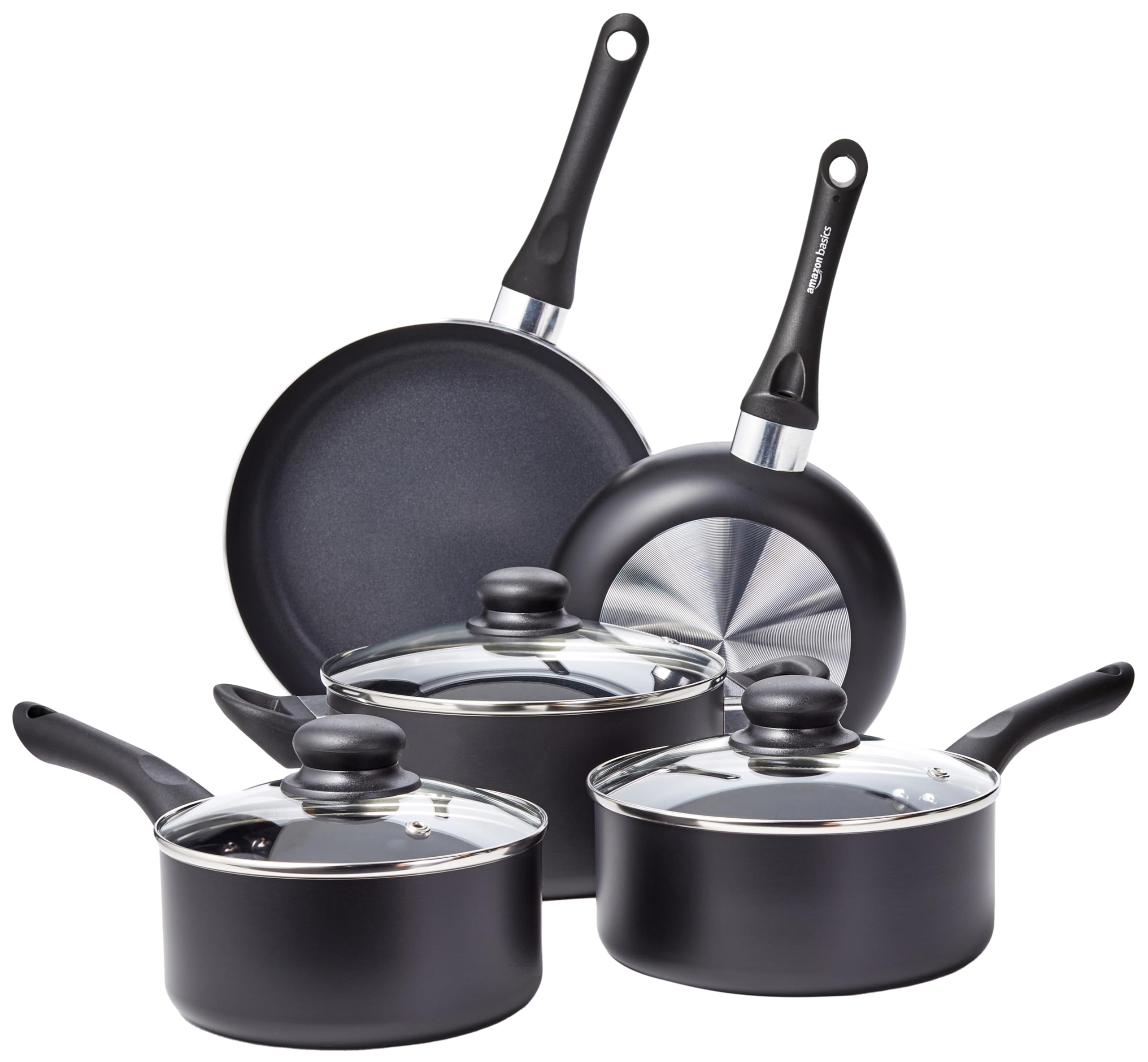 Amazon Basics Batteria Cucina 15 Pezzi Antiaderente Nero