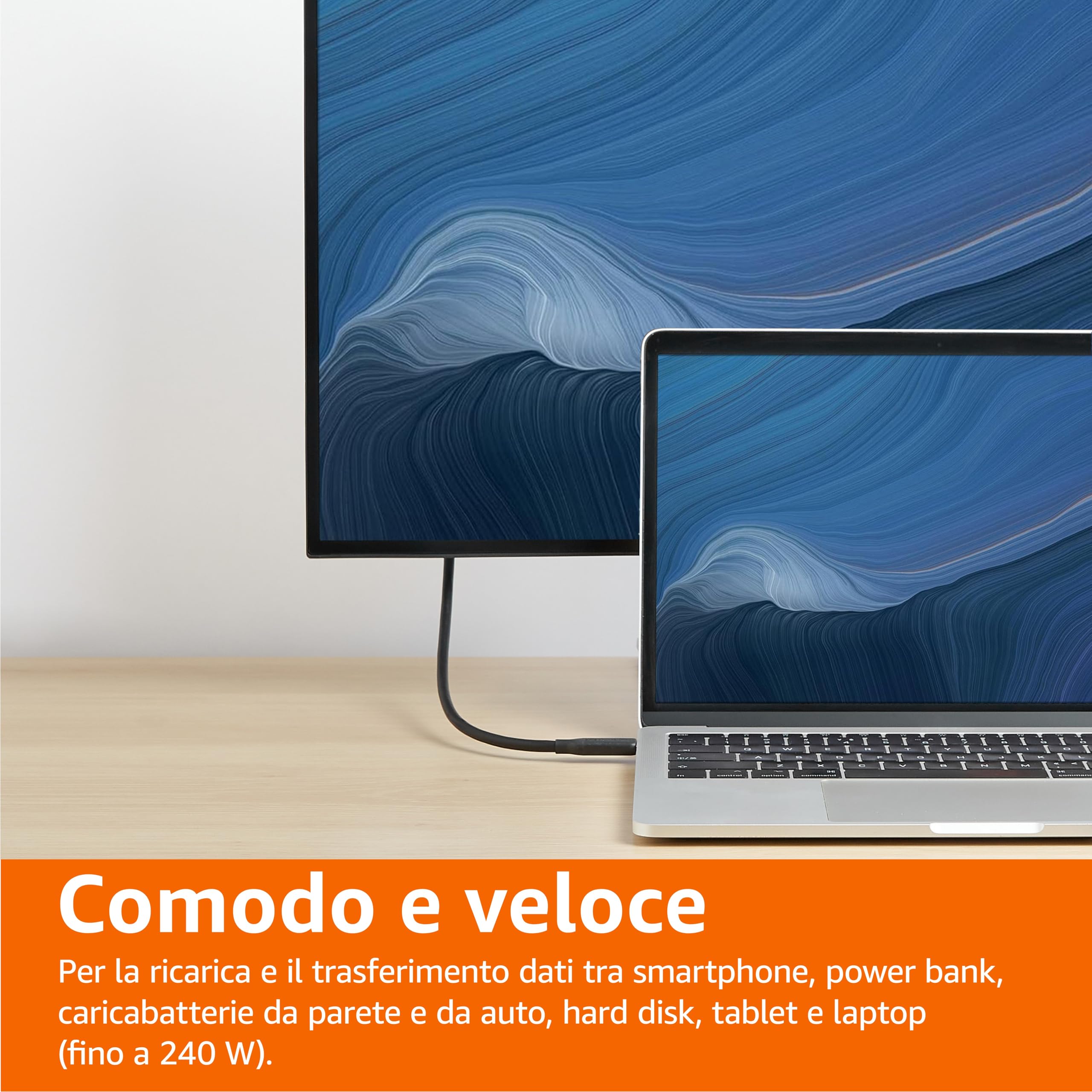 Amazon Basics cavo USB4 USB-C 1,5m 240W 80Gbps