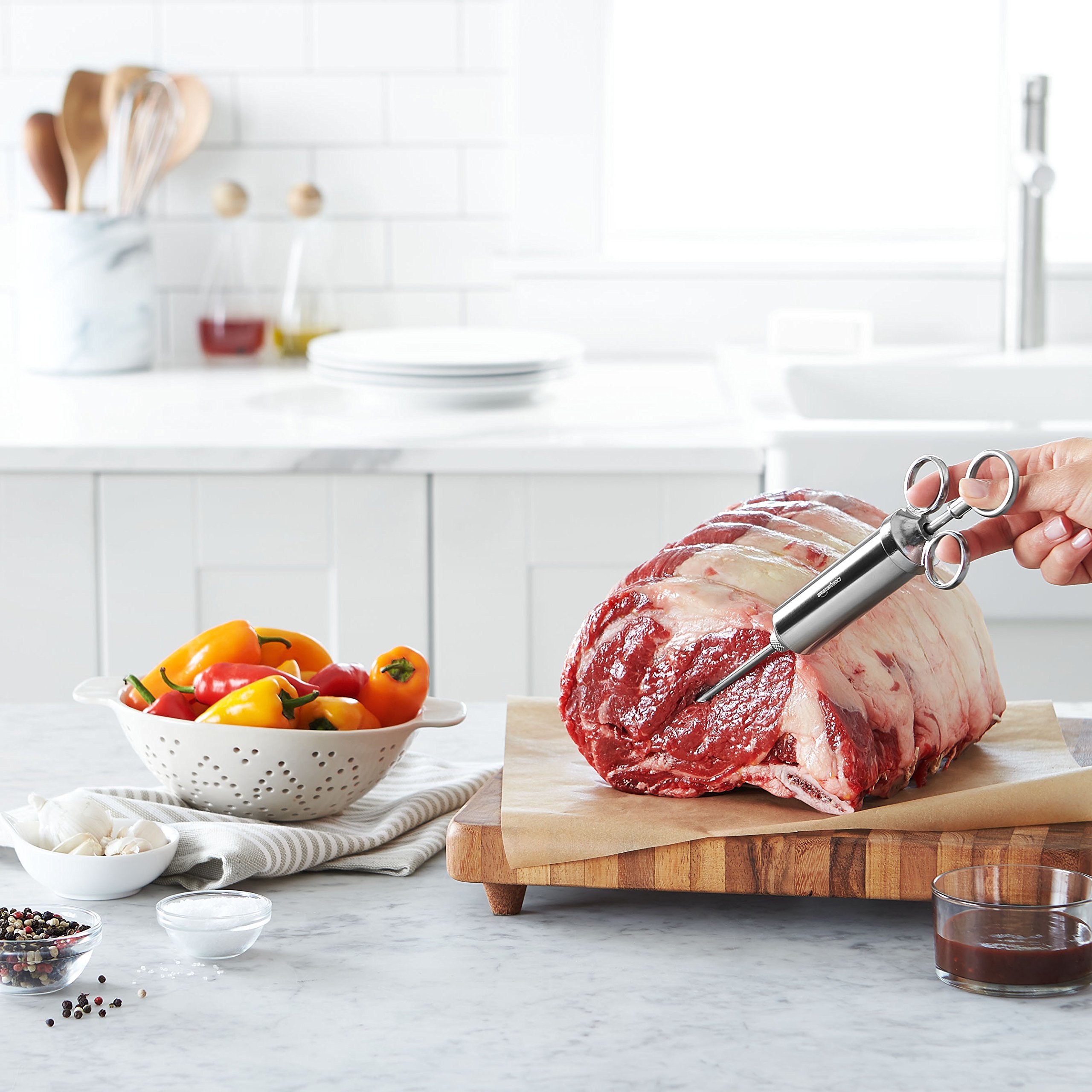 AmazonBasics Siringa per Marinata Acciaio Inox 59 ml
