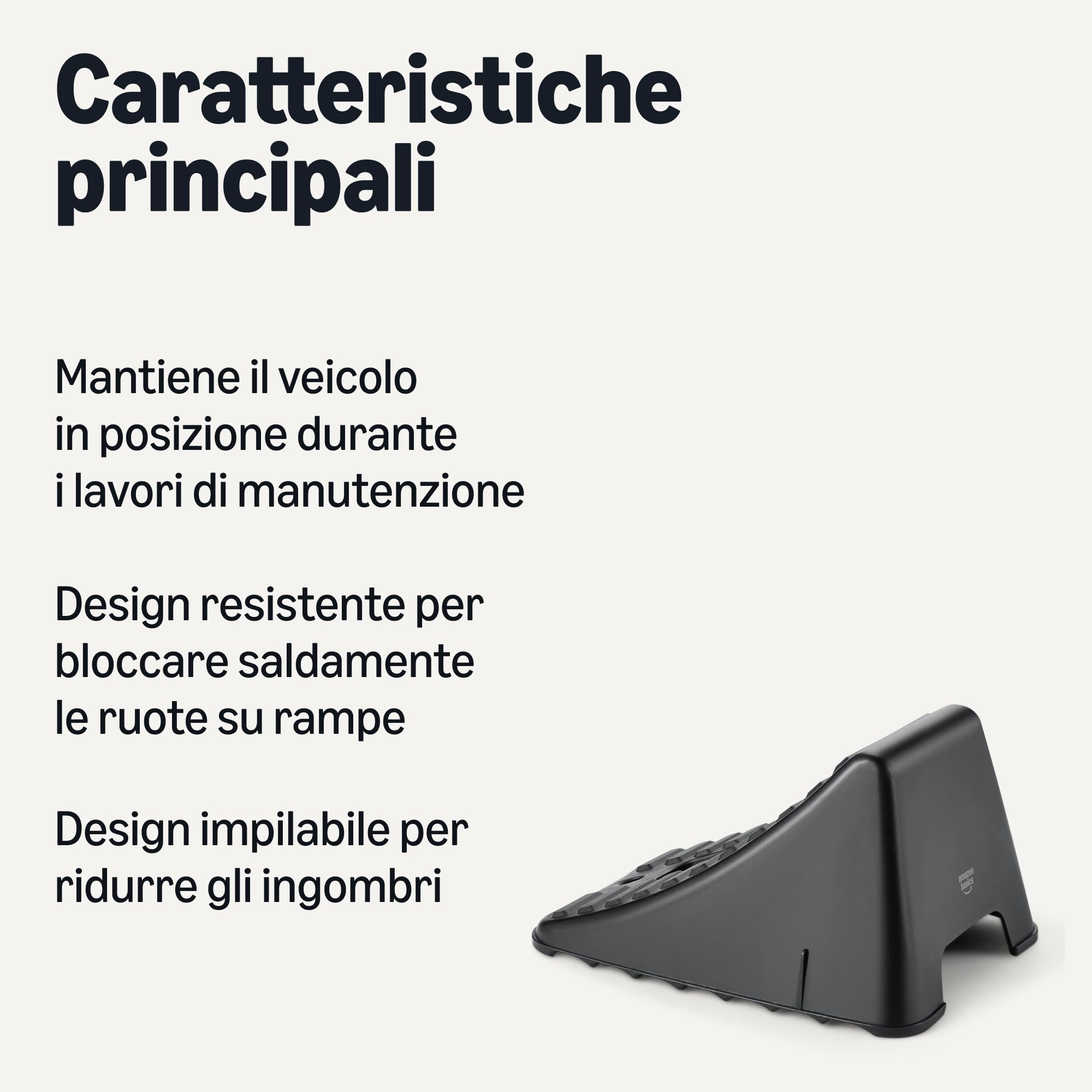 Amazon Basics cunei fermaruote plastica neri confezione da 2
