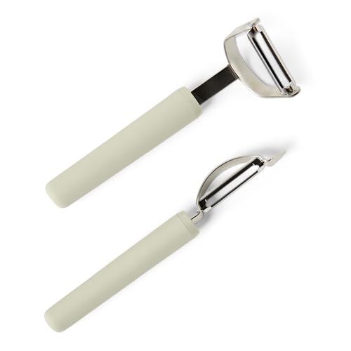 Amazon Basics Pelaverdure Acciaio Inox Set 2 Pezzi Grigio Lino