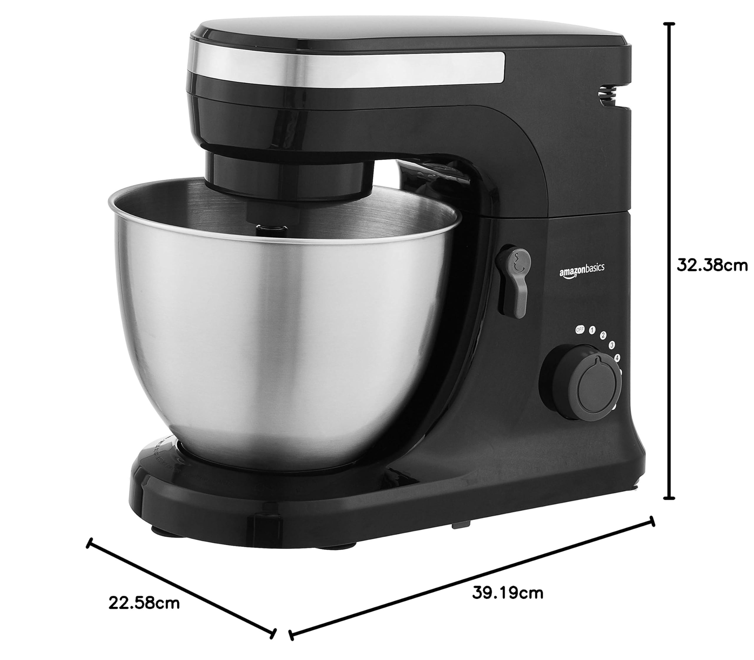 AmazonBasics Planetaria 800W 4,5 Litri con Frusta e Gancio