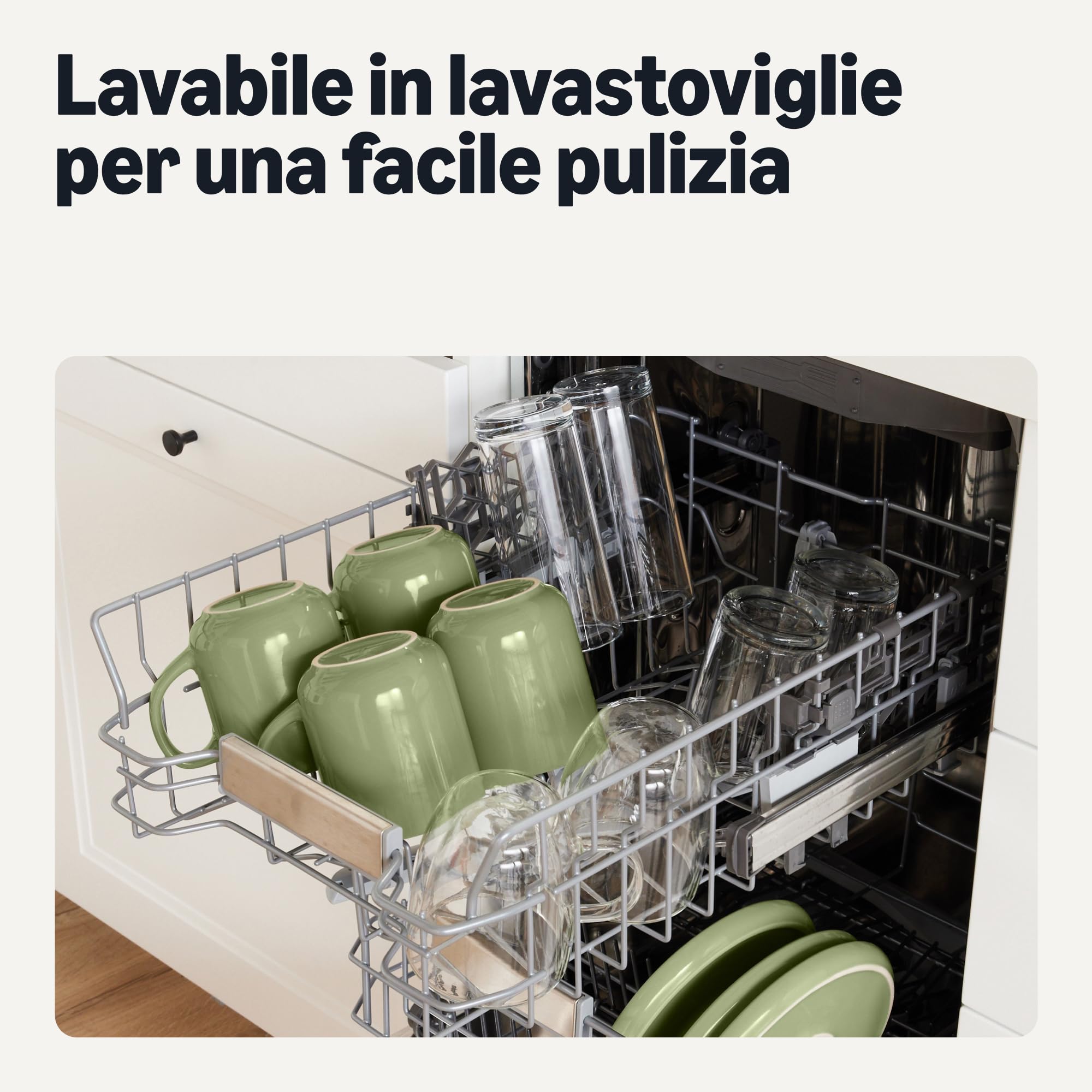Amazon Basics Tazze Mug Caffè Gres Verde Oliva 473 ml 6 Pezzi