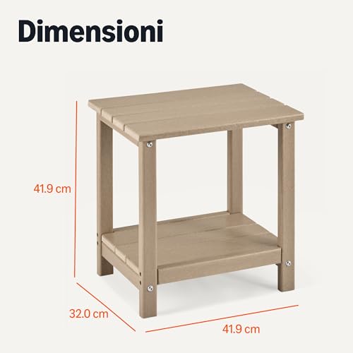 Amazon Basics Tavolino da Esterno Marrone 42x32x42 cm Acciaio