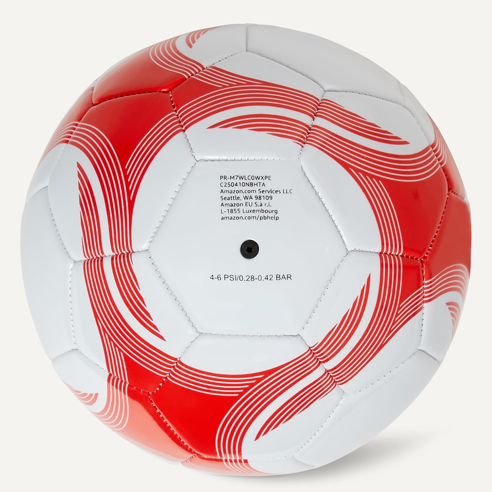 AmazonBasics Pallone Calcio Misura 4 con Pompa Bianco Rosso