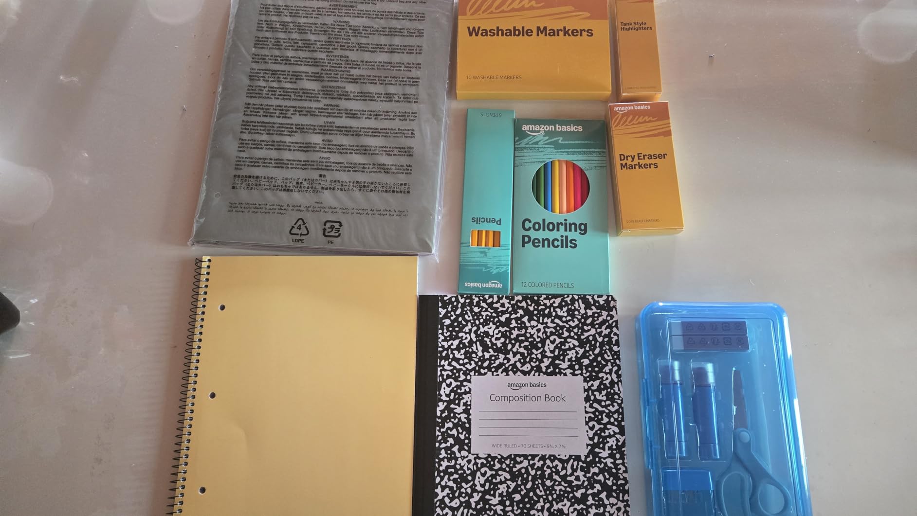 AmazonBasics Kit Scuola 44 Pezzi Multicolore Completo
