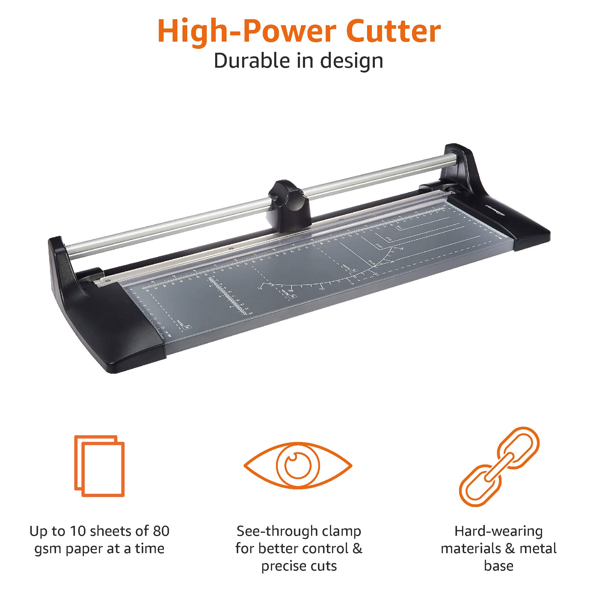 Amazon Basics taglierina rotante per carta A3 base metallo 10 fogli
