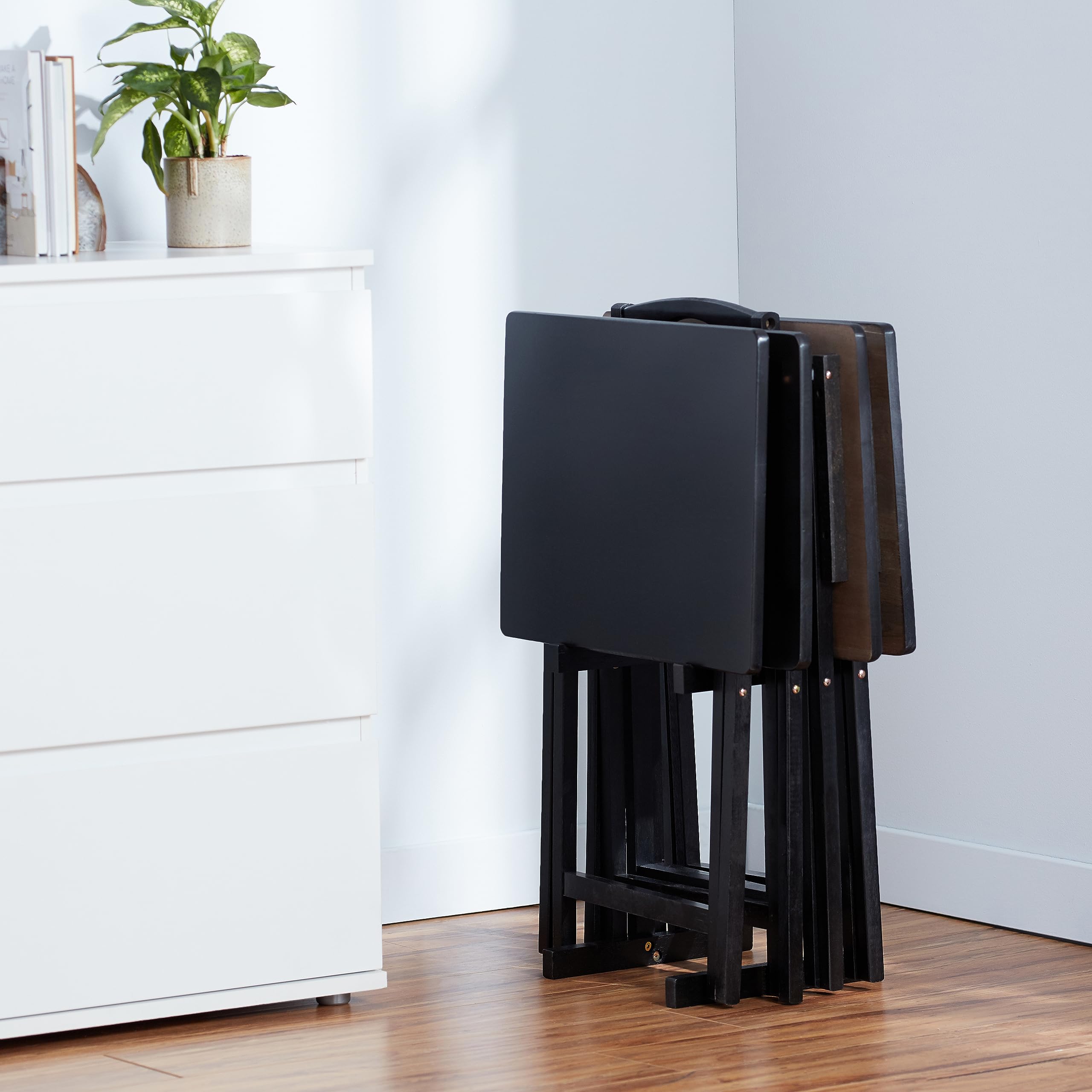 Amazon Basics Tavolini Pieghevoli Legno Set 4 pezzi nero