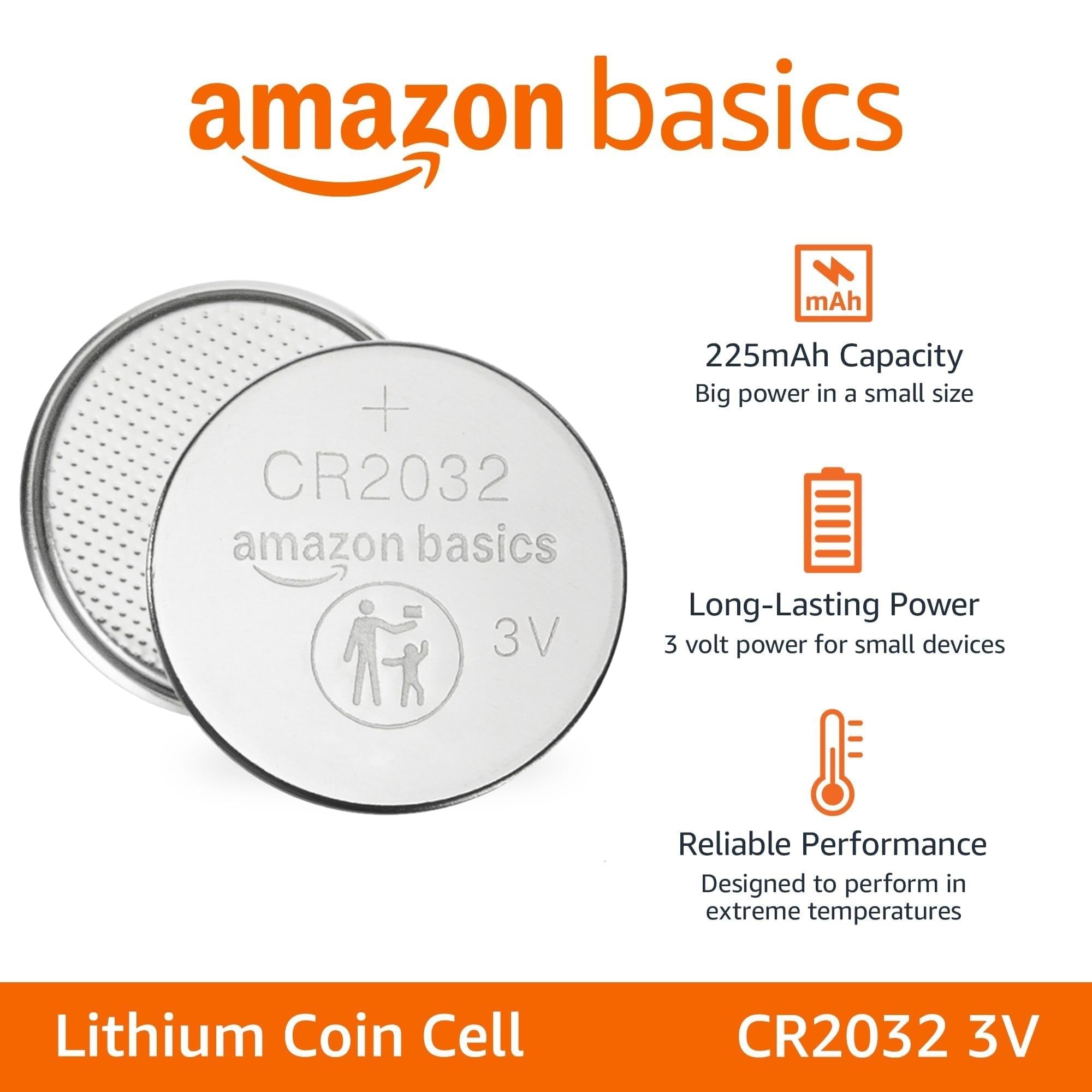 AmazonBasics CR2032 batterie a bottone litio confezione 6 pezzi 3V