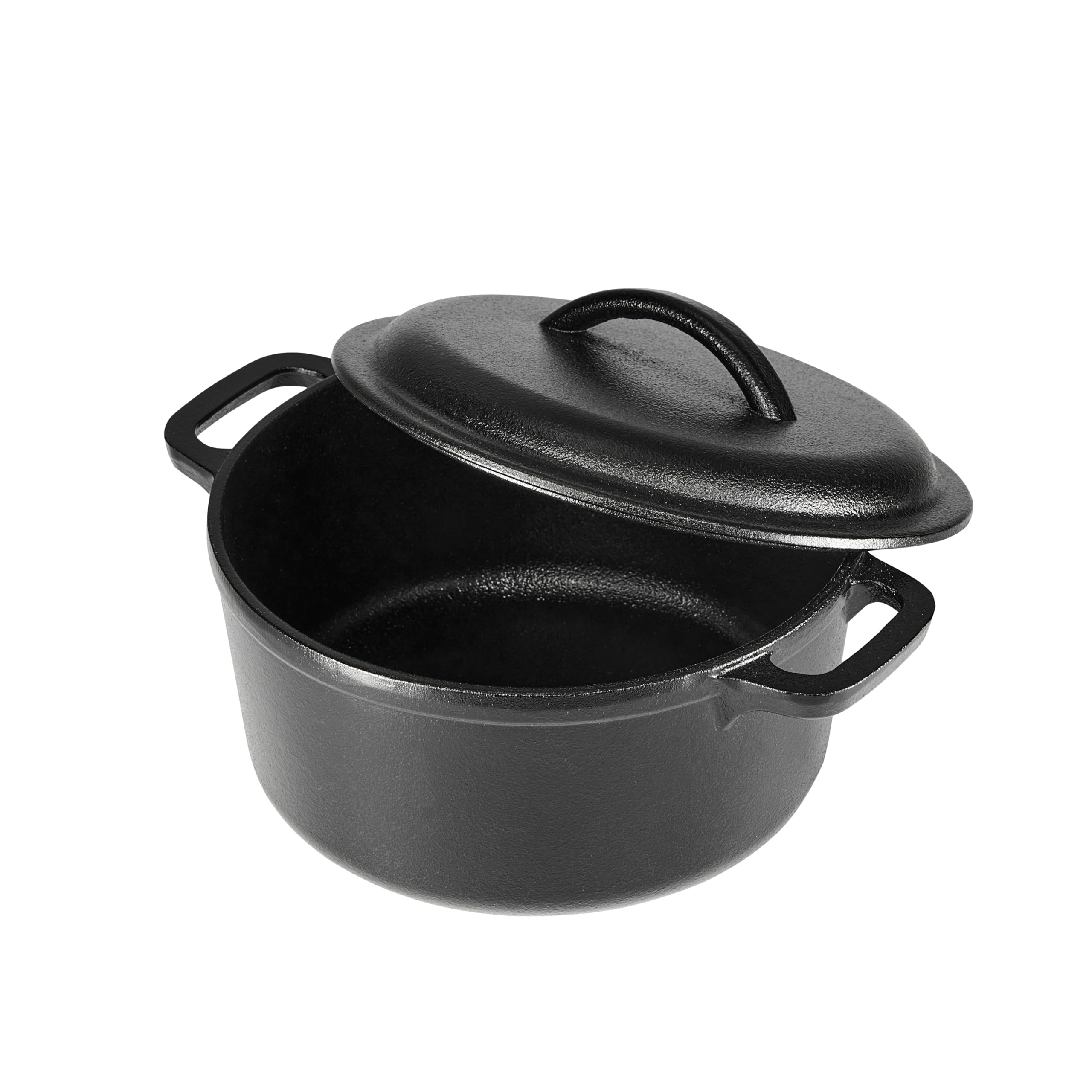 AmazonBasics Casseruola Ghisa 1,89 L Nera Doppio Manico