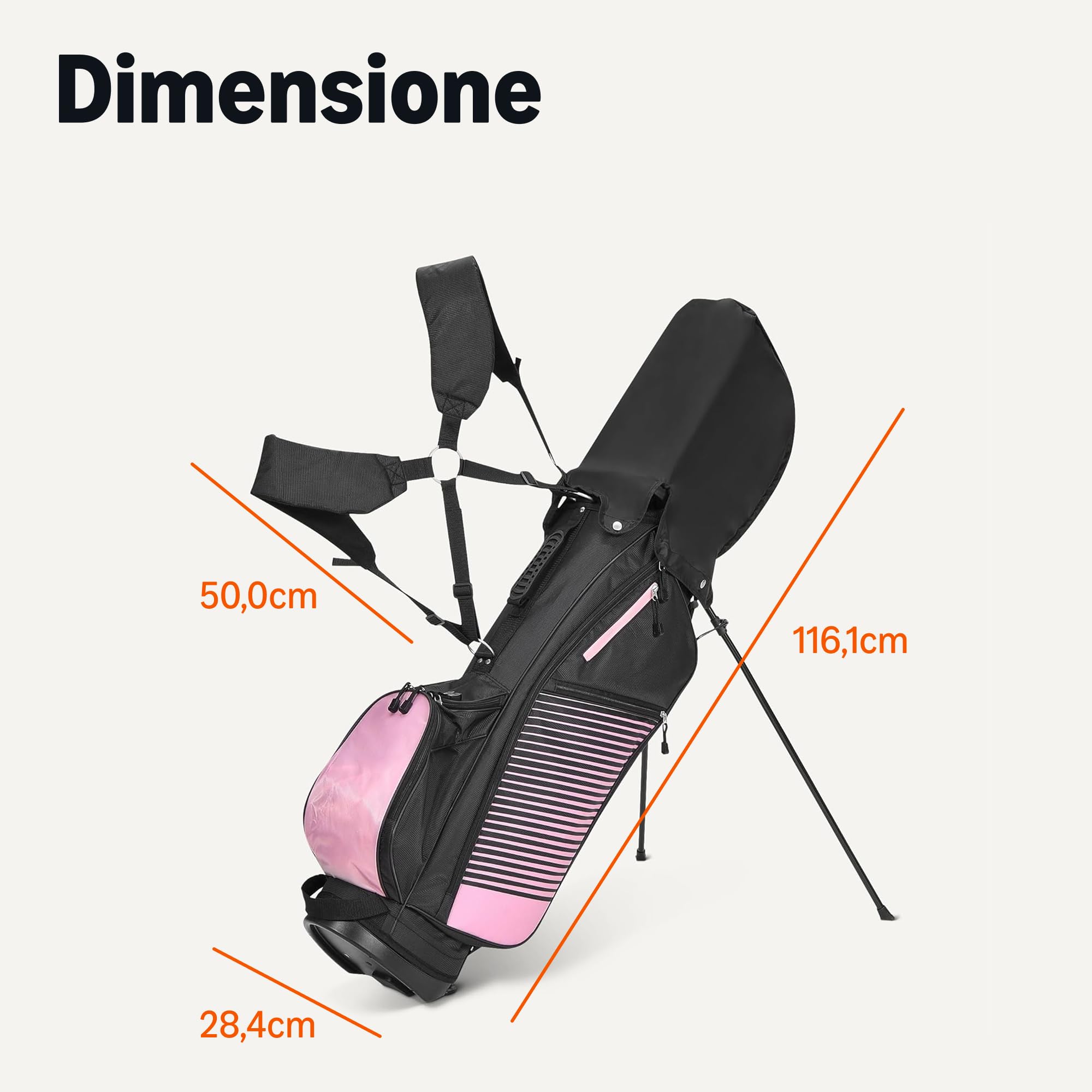 Amazon Basics set mazze da golf 6 pezzi rosa/nero con sacca