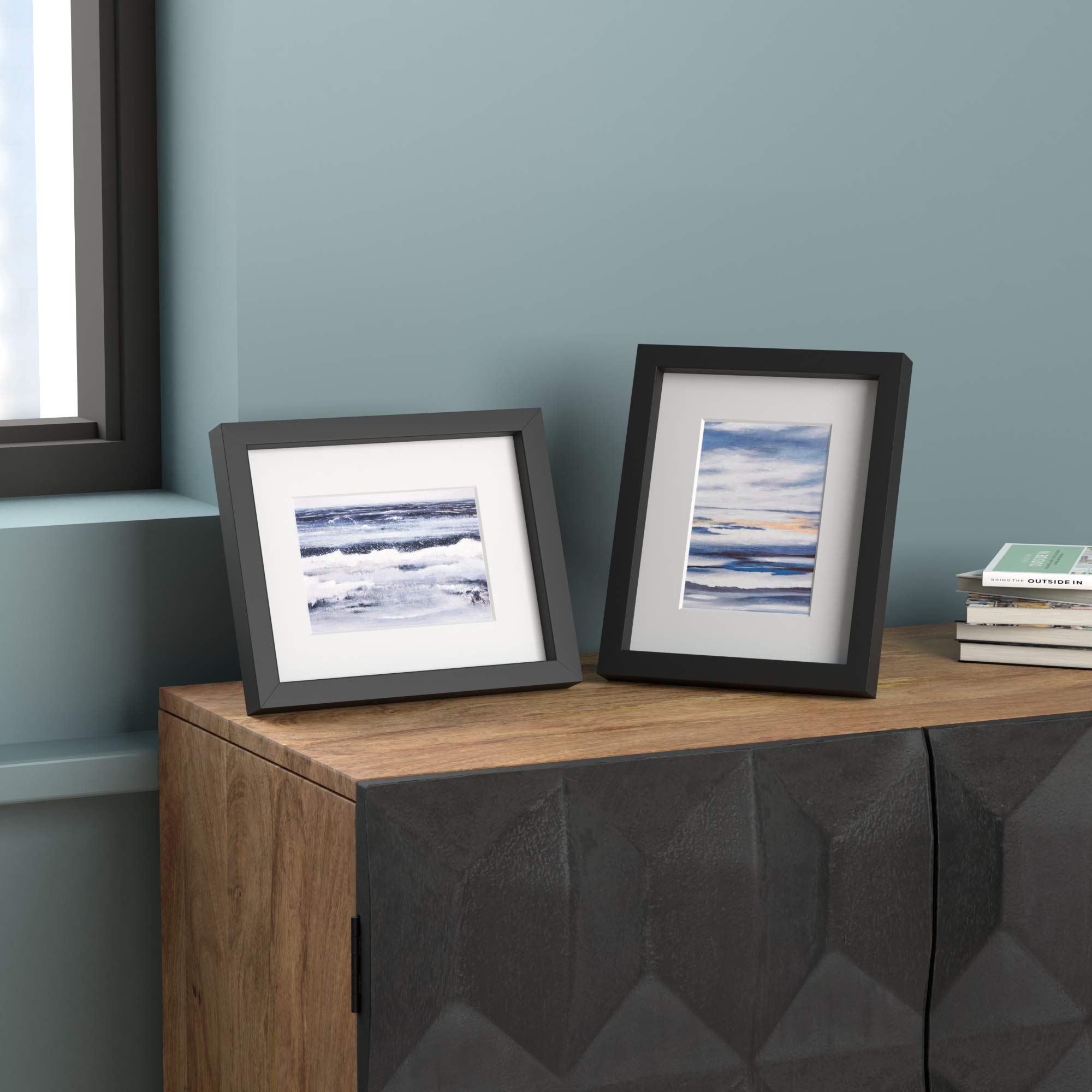 AmazonBasics Cornice Foto 20x25 Nera con Passe-Partout 13x18